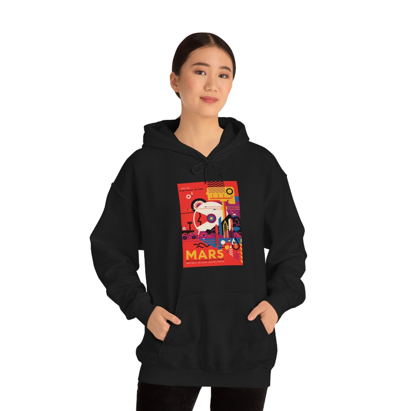 Retrofuturist Space Tourism to Mars Hooded Sweatshirt