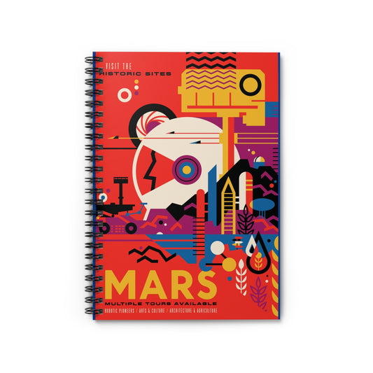 Retrofuturist Mars Space Tourism Spiral Notebook - Ruled Line