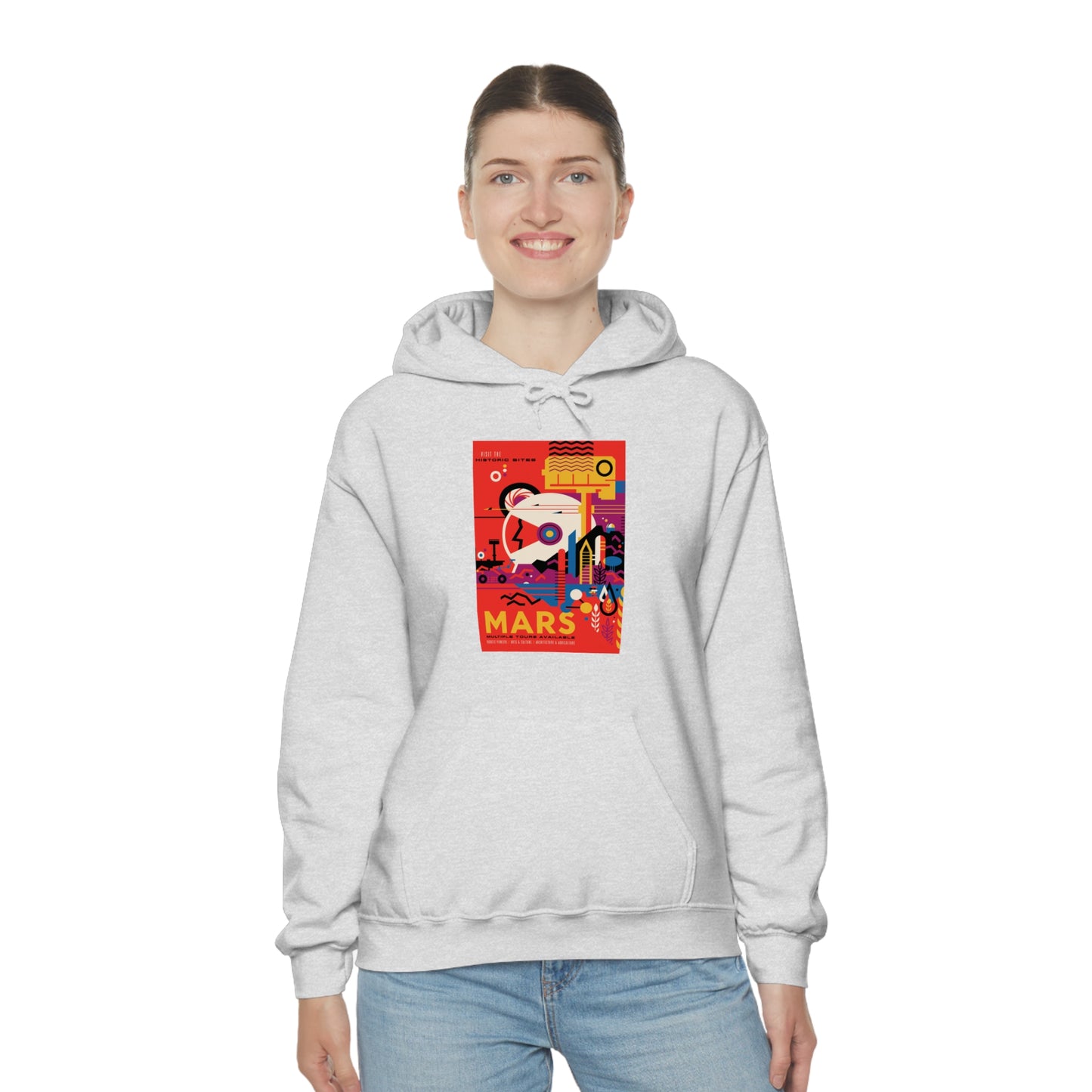 Retrofuturist Space Tourism to Mars Hooded Sweatshirt