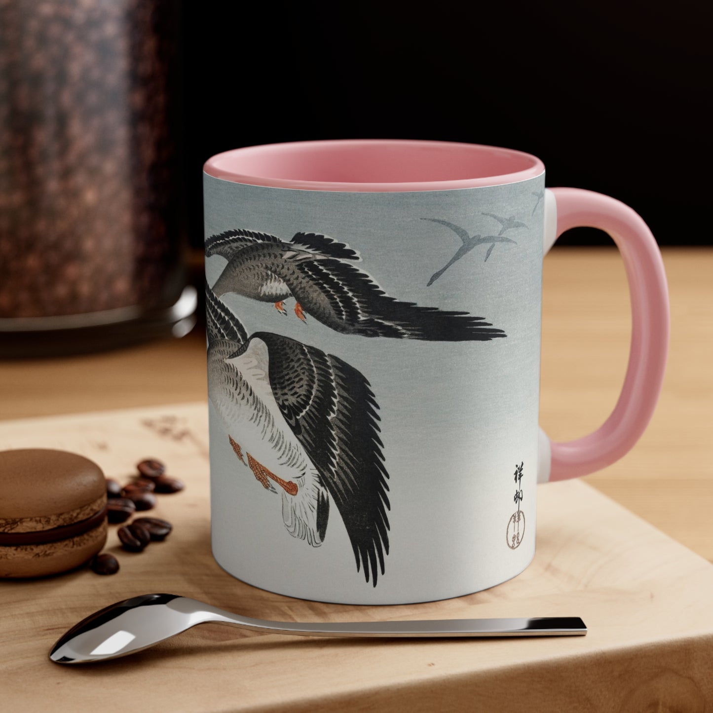 Birds at Full Moon Japanese Print Accent Coffee Mug, 11oz