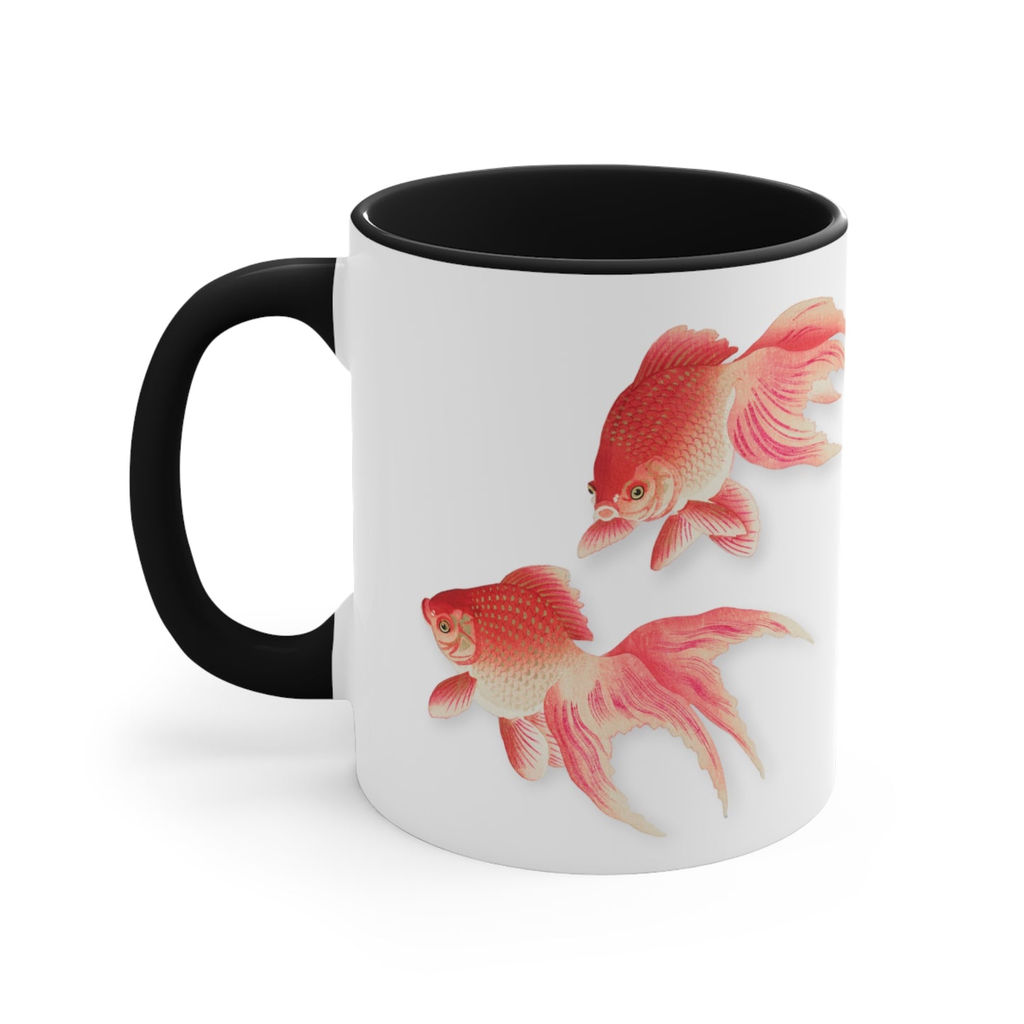 Detail from 'Two Veil Goldfish' Japanese Print Accent Coffee Mug, 11oz