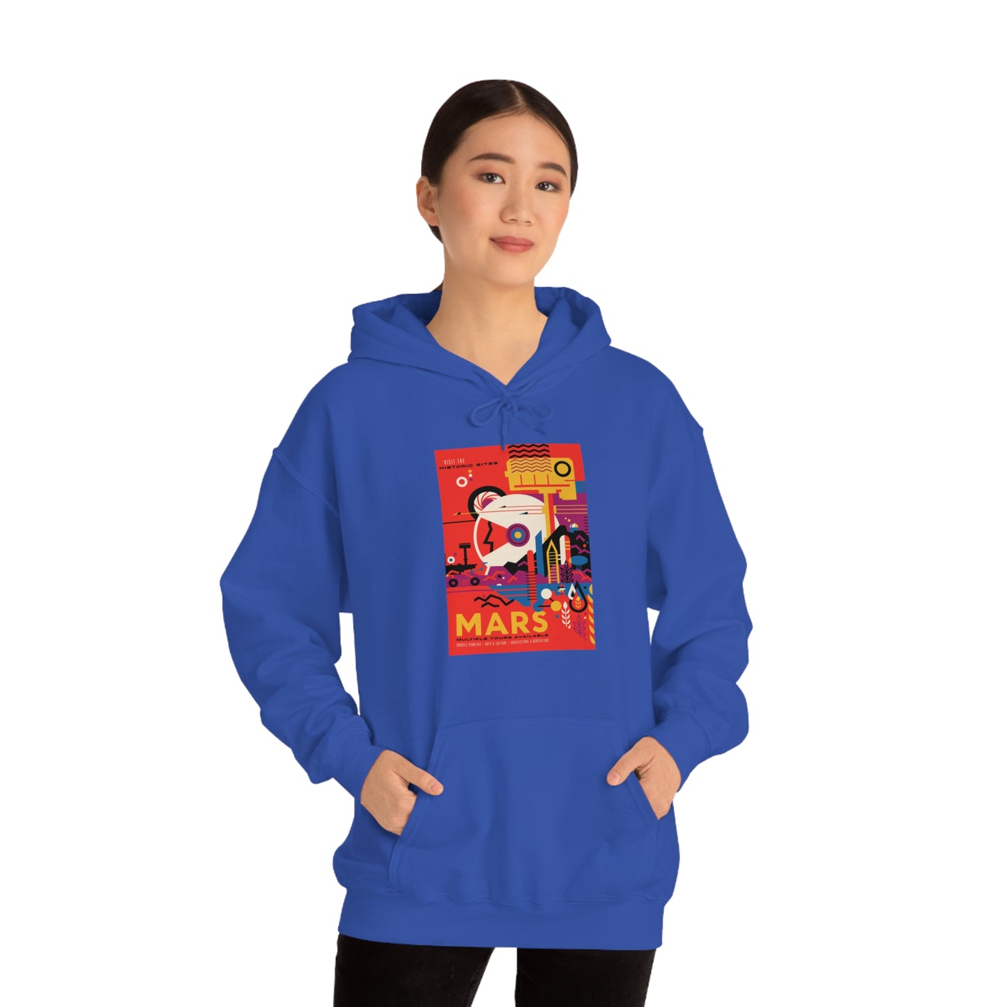 Retrofuturist Space Tourism to Mars Hooded Sweatshirt