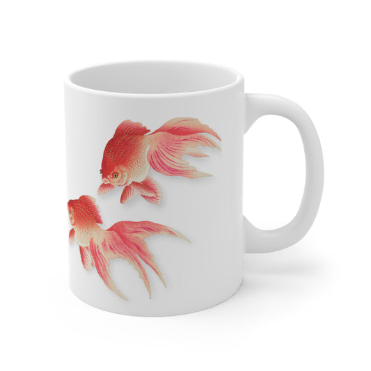 Two Veil Goldfish Japanese Design Ceramic Mug 11oz