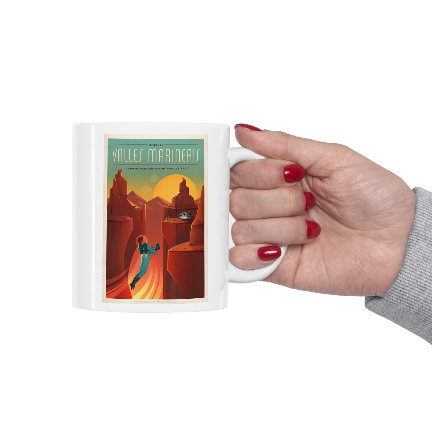 Retrofuturist Mars Space Tourism Ceramic Mug 11oz