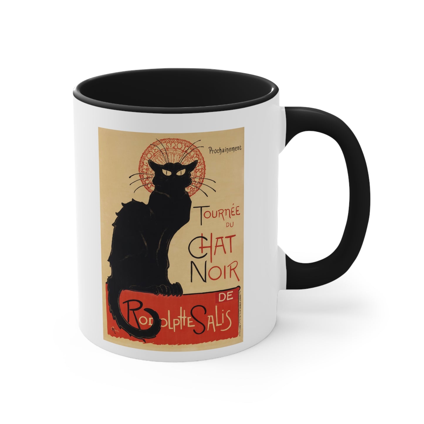 Retro Chat Noir Accent Coffee Mug, 11oz