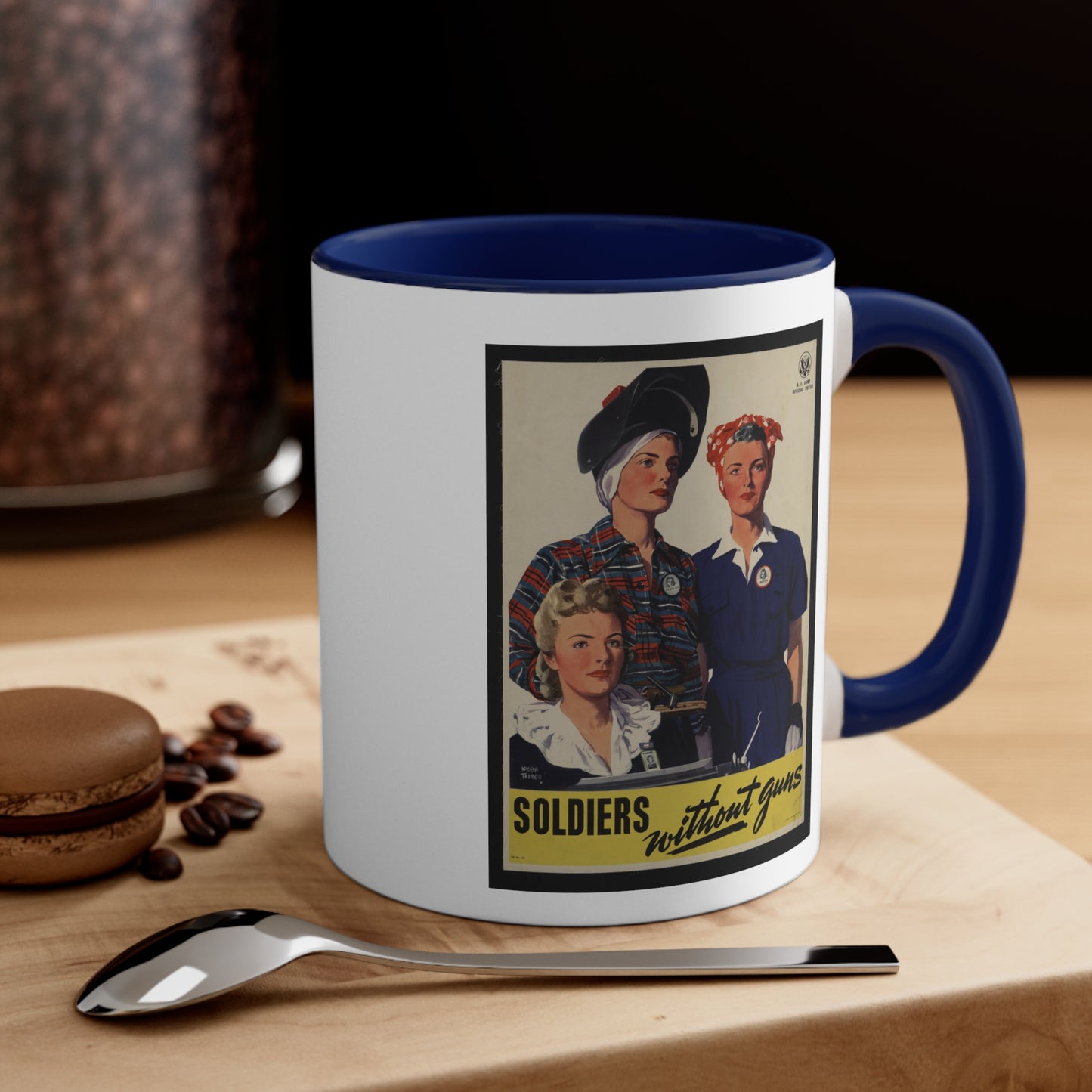 Vintage 'Soldiers Without Guns' Propaganda Accent Coffee Mug, 11oz