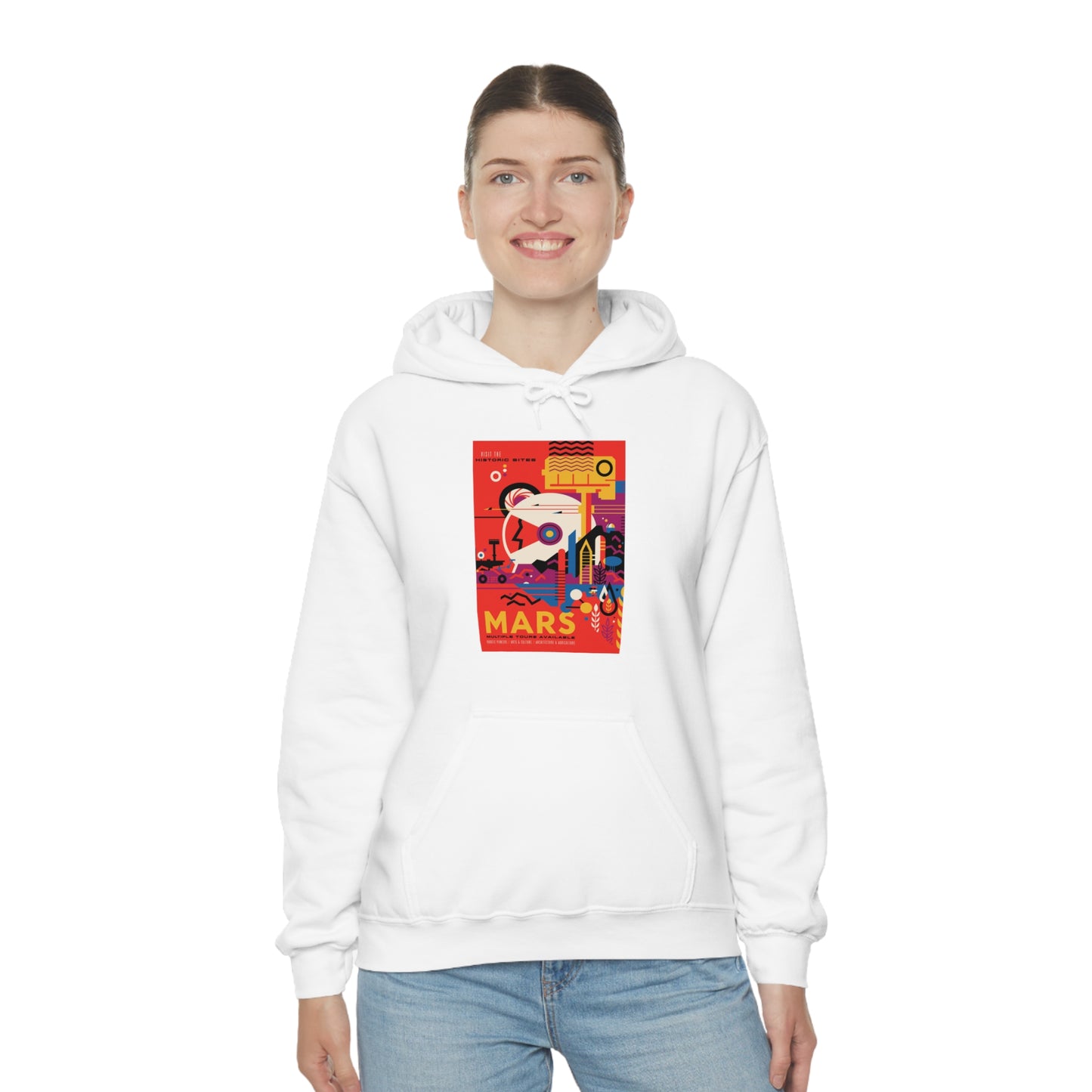 Retrofuturist Space Tourism to Mars Hooded Sweatshirt