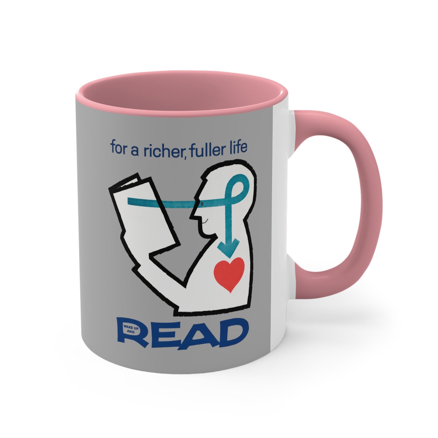 'For a Richer Life, Read' Gray Accent Coffee Mug, 11oz