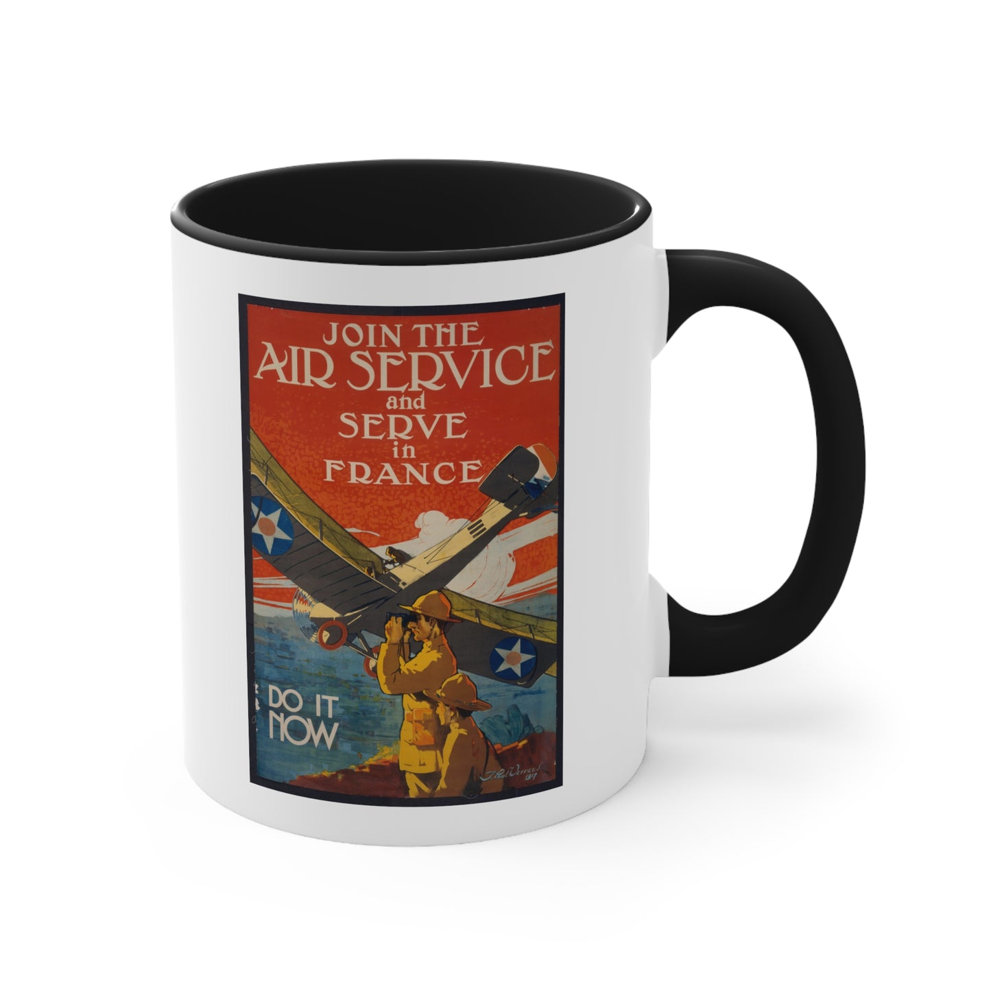 Vintage 'Serve in France' Propaganda Accent Coffee Mug, 11oz