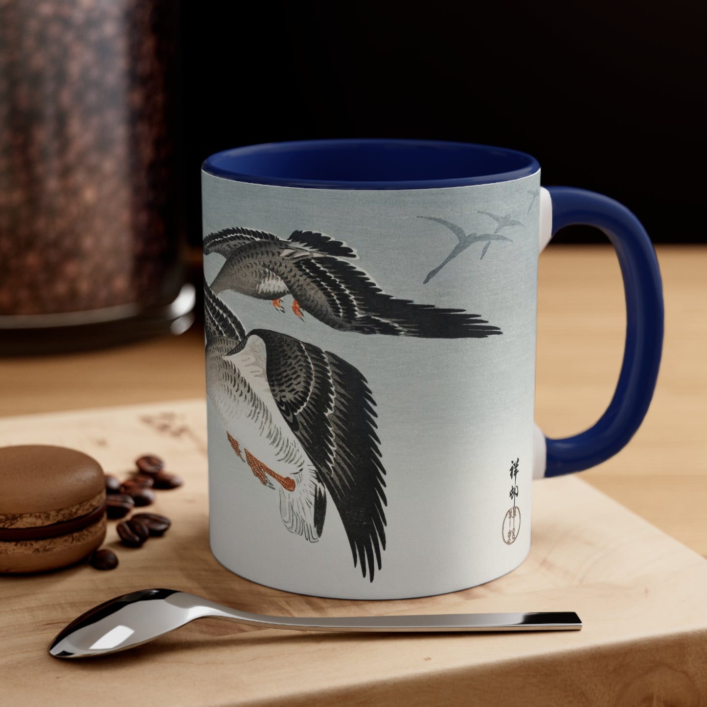 Birds at Full Moon Japanese Print Accent Coffee Mug, 11oz