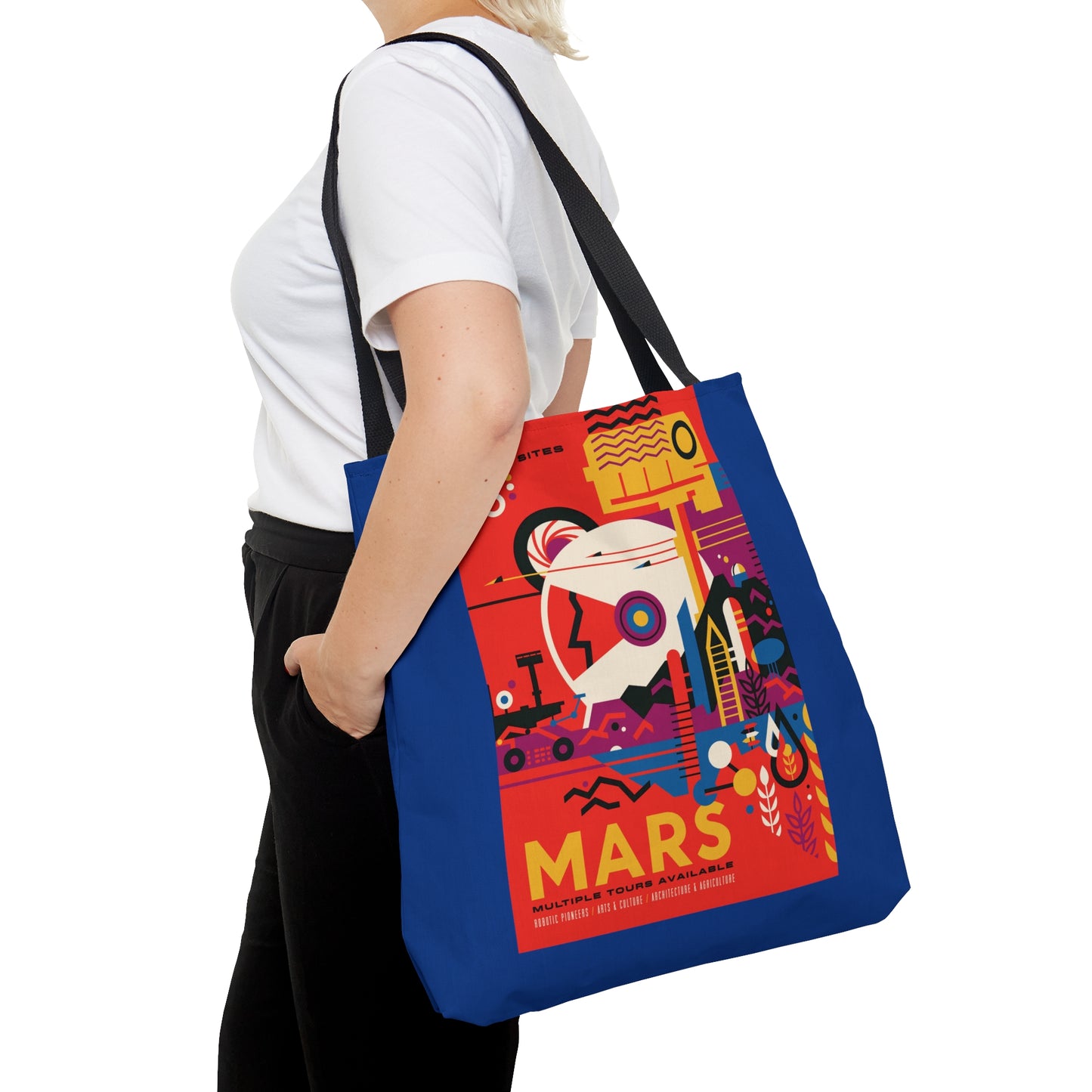 Retrofuturist Mars Space Tourism Tote Bag