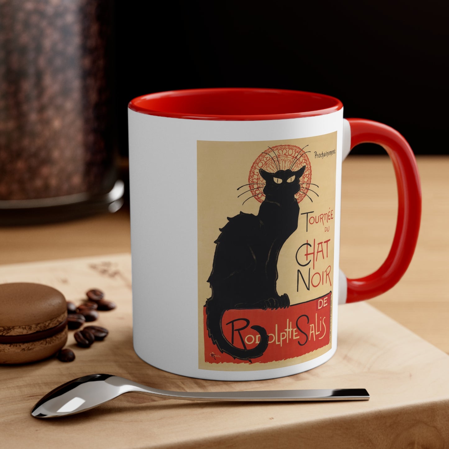 Retro Chat Noir Accent Coffee Mug, 11oz