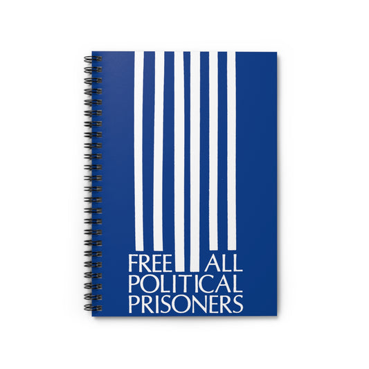 'Free All Political Prisoners' Blue Spiral Notebook - Ruled Line