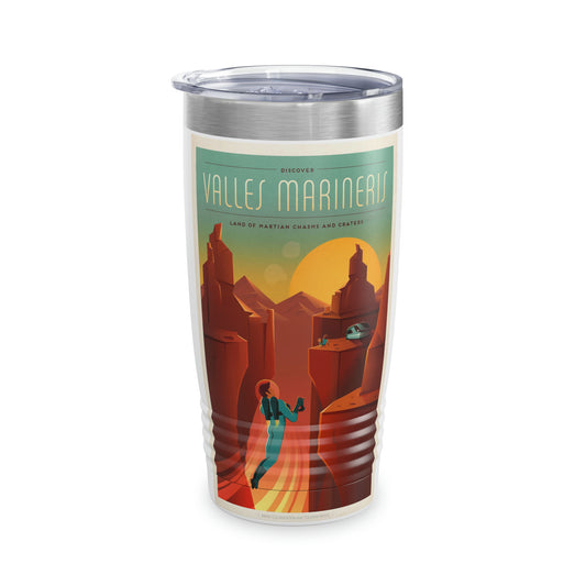 Retrofuturist Mars Space Tourism Ringneck Tumbler, 20oz