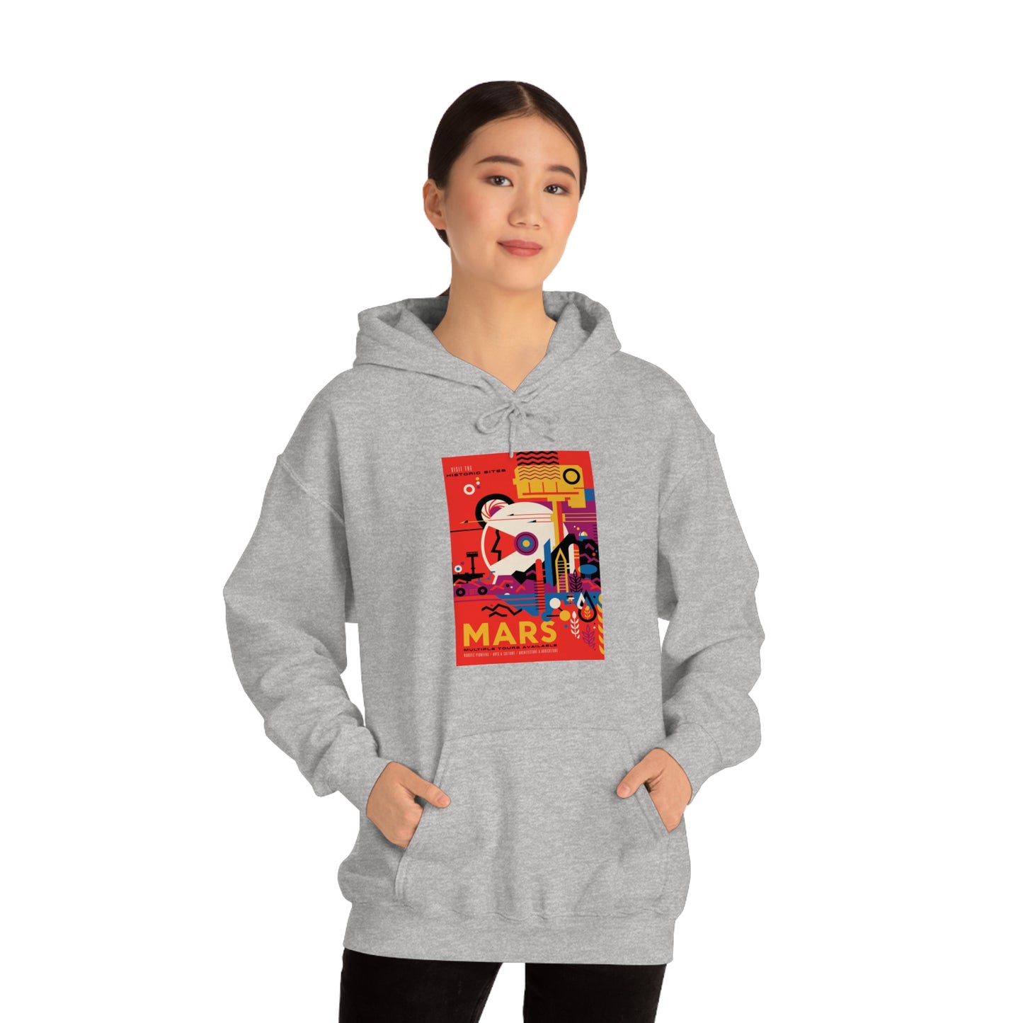 Retrofuturist Space Tourism to Mars Hooded Sweatshirt