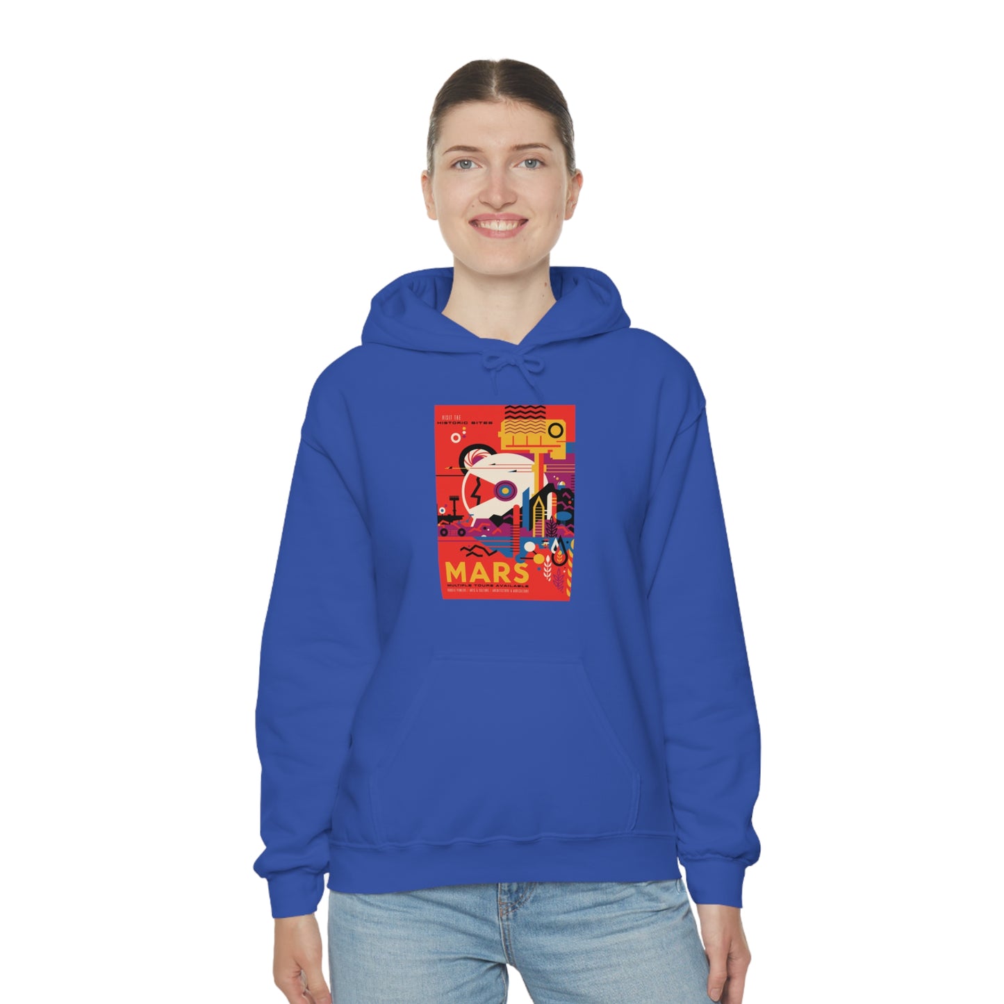 Retrofuturist Space Tourism to Mars Hooded Sweatshirt