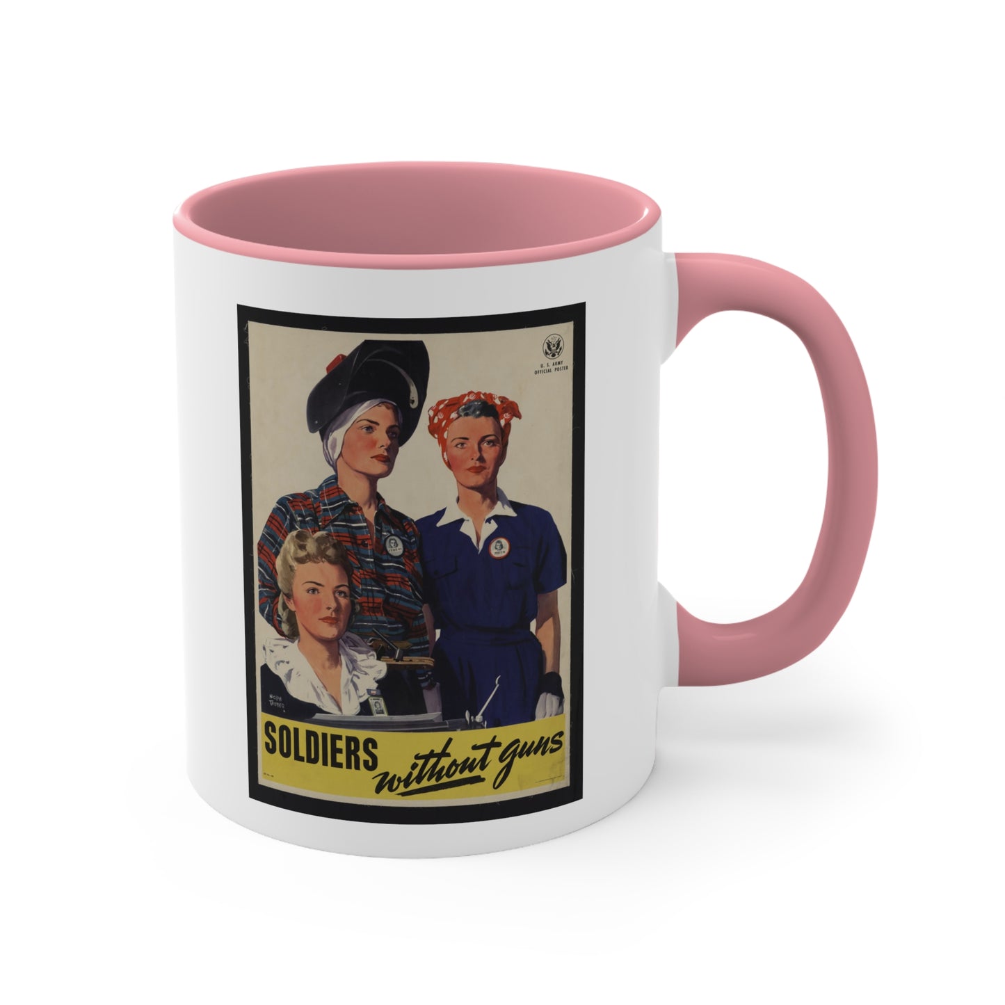 Vintage 'Soldiers Without Guns' Propaganda Accent Coffee Mug, 11oz