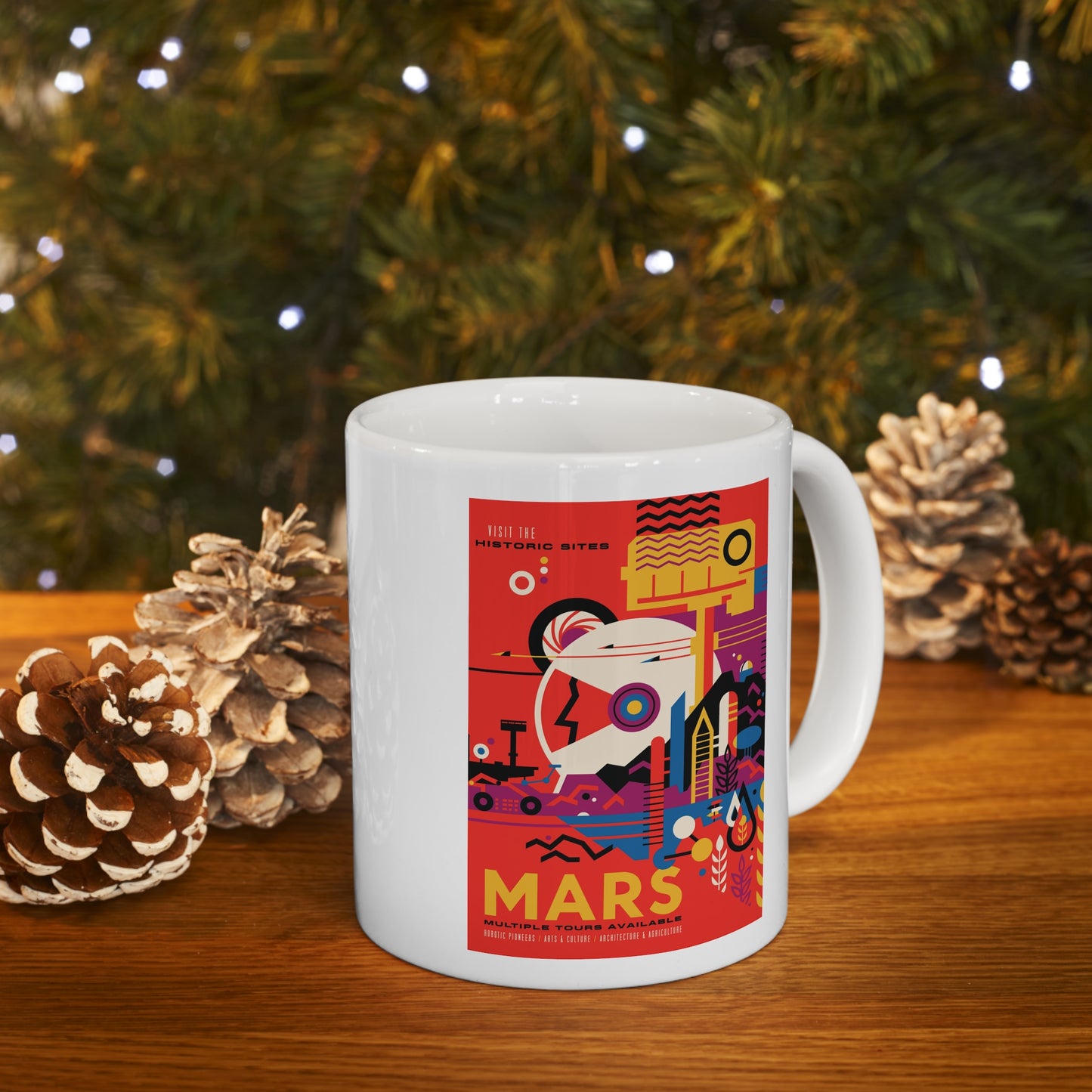 Retrofuturist Mars Space Tourism Ceramic Mug 11oz