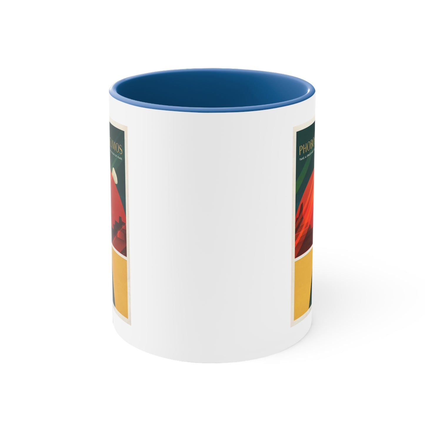 Retrofuturist Mars Space Tourism Accent Coffee Mug, 11oz