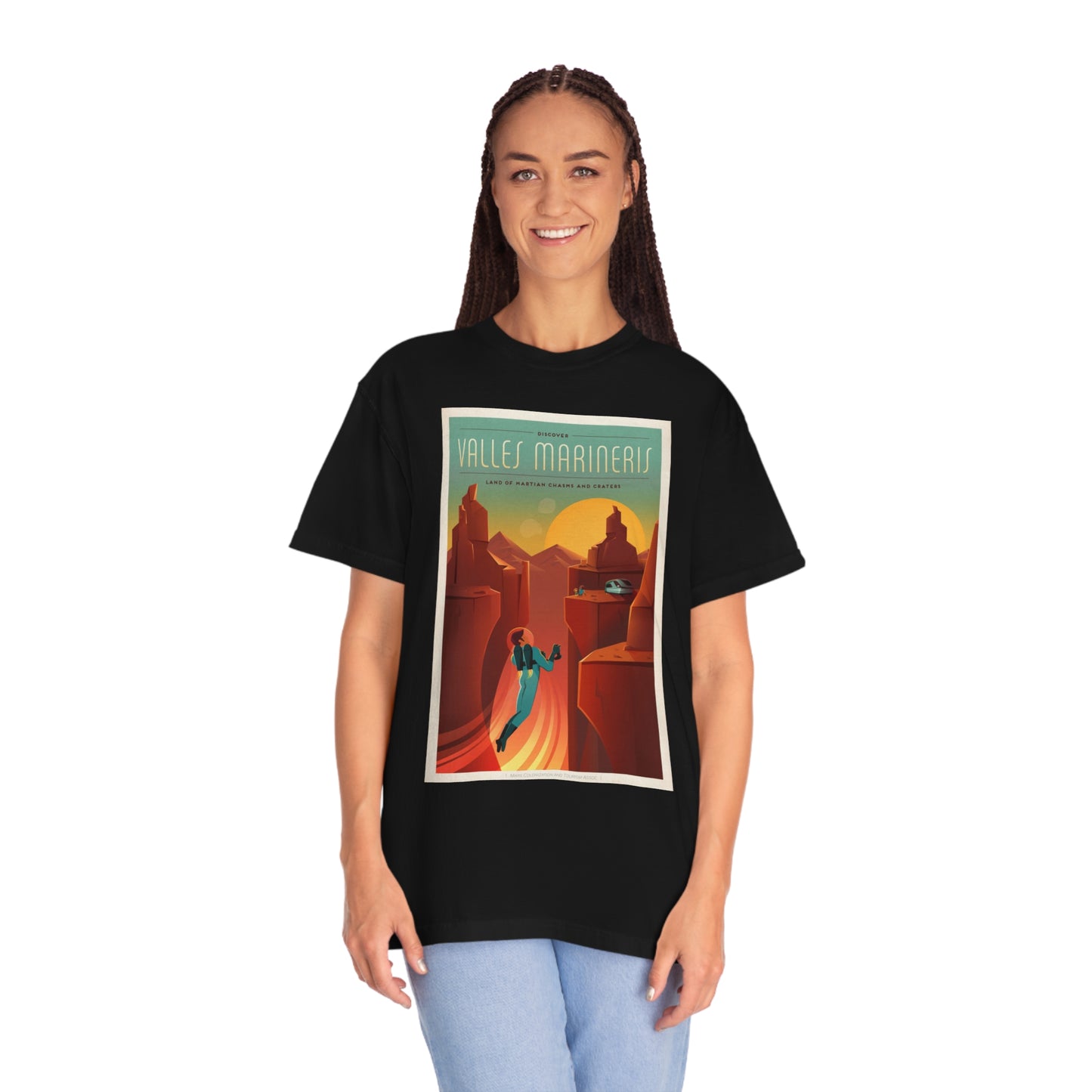 Retrofuturist Mars Space Tourism Print Shirt