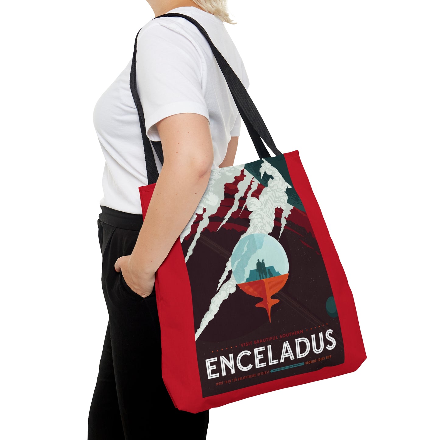 Retrofuturist Enceladus Space Tourism Tote Bag