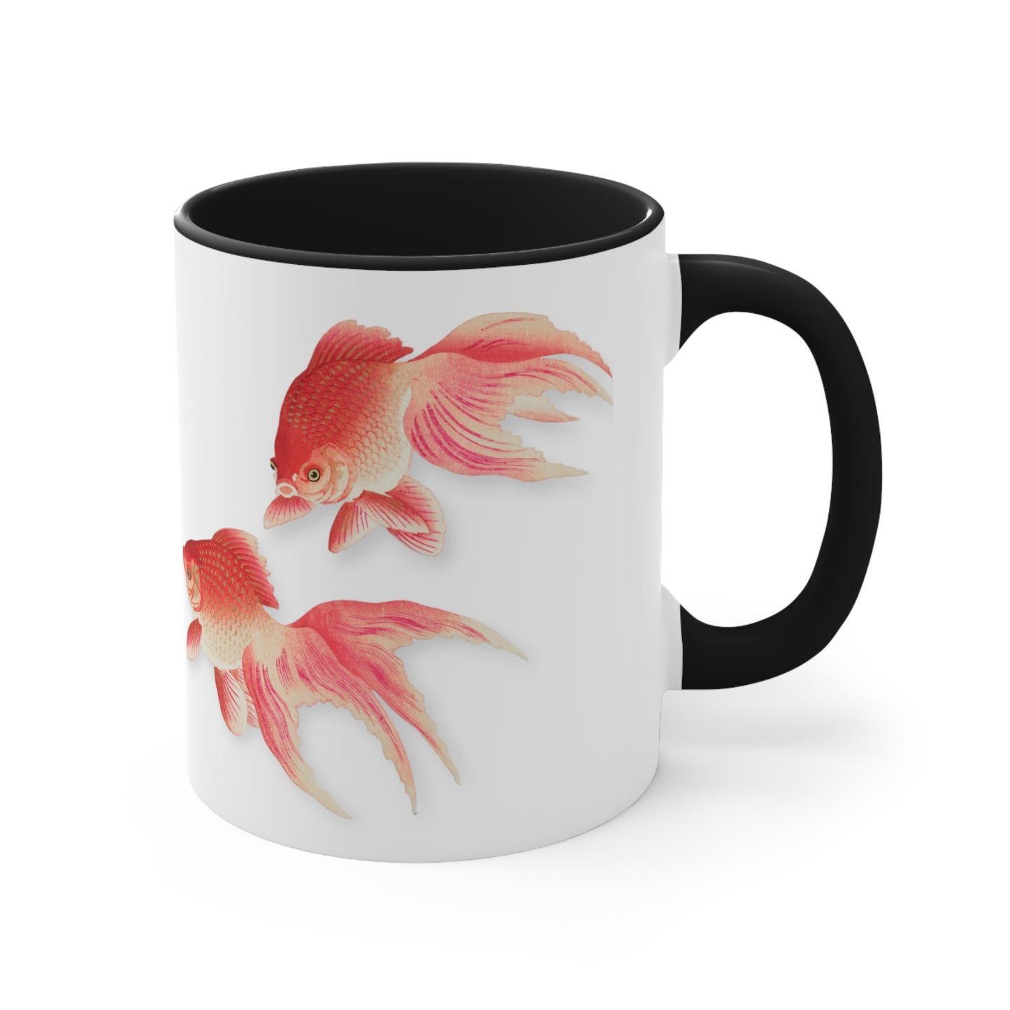 Detail from 'Two Veil Goldfish' Japanese Print Accent Coffee Mug, 11oz