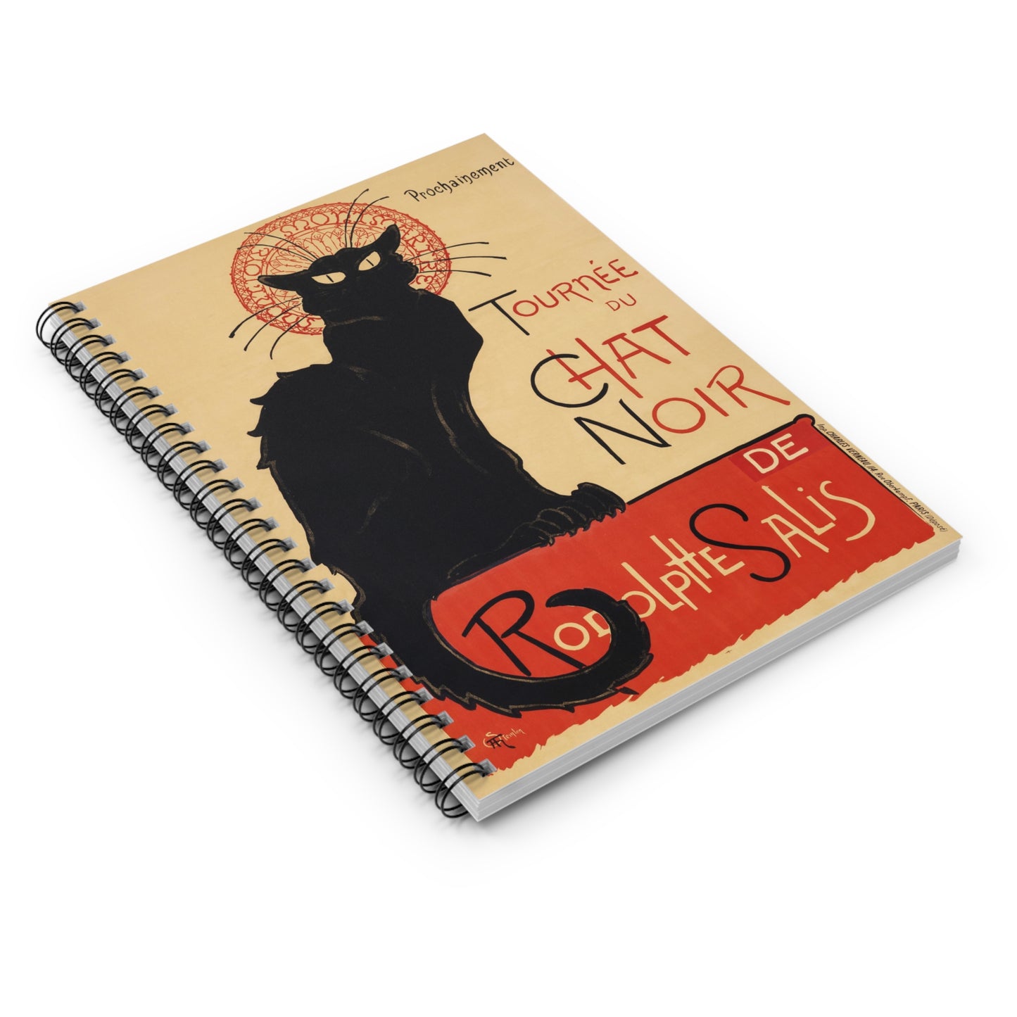 Vintage Chat Noir Spiral Notebook - Ruled Line