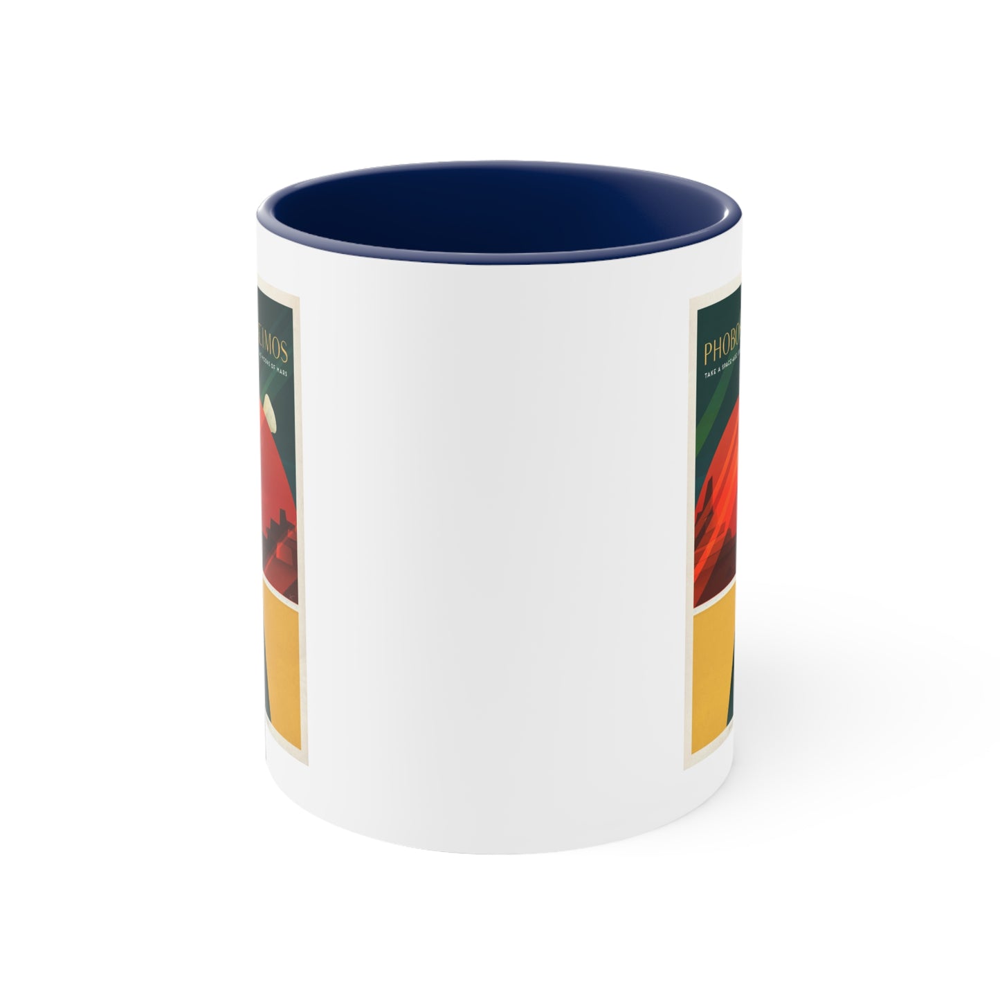 Retrofuturist Mars Space Tourism Accent Coffee Mug, 11oz