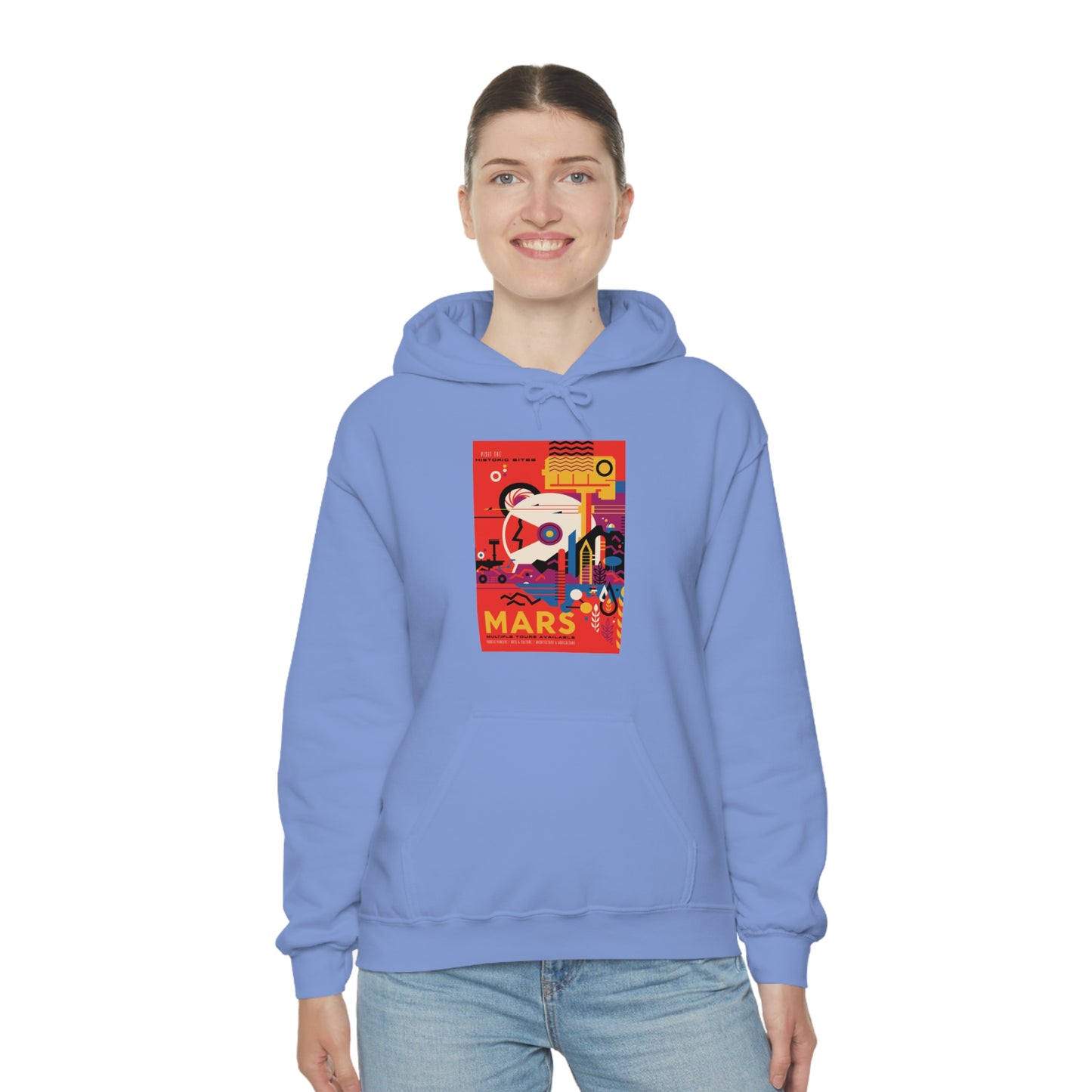 Retrofuturist Space Tourism to Mars Hooded Sweatshirt