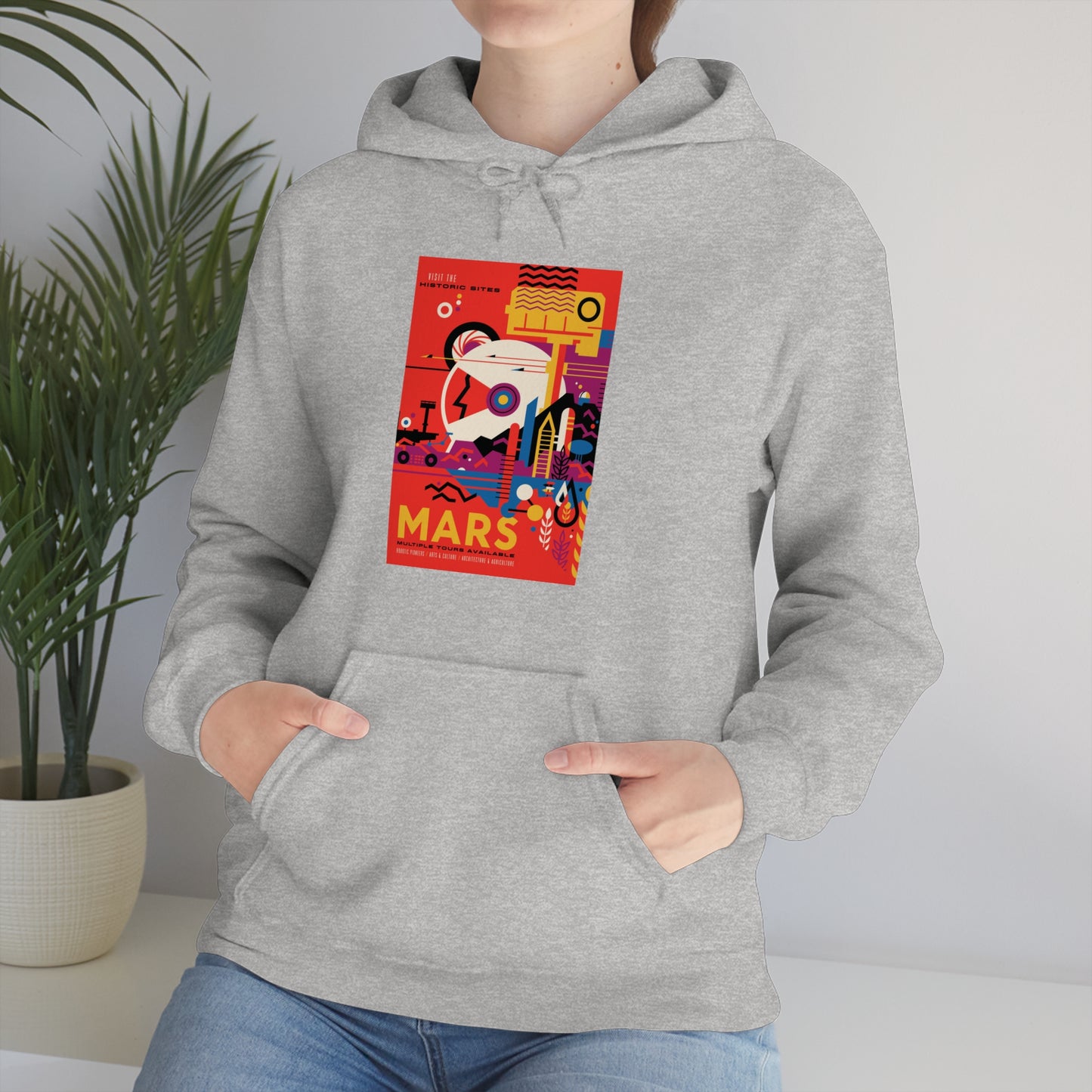 Retrofuturist Space Tourism to Mars Hooded Sweatshirt