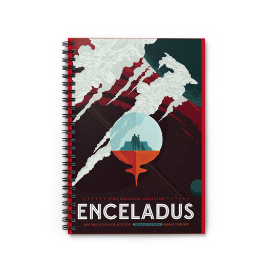 Retrofuturist Enceladus Space Tourism Spiral Notebook - Ruled Line