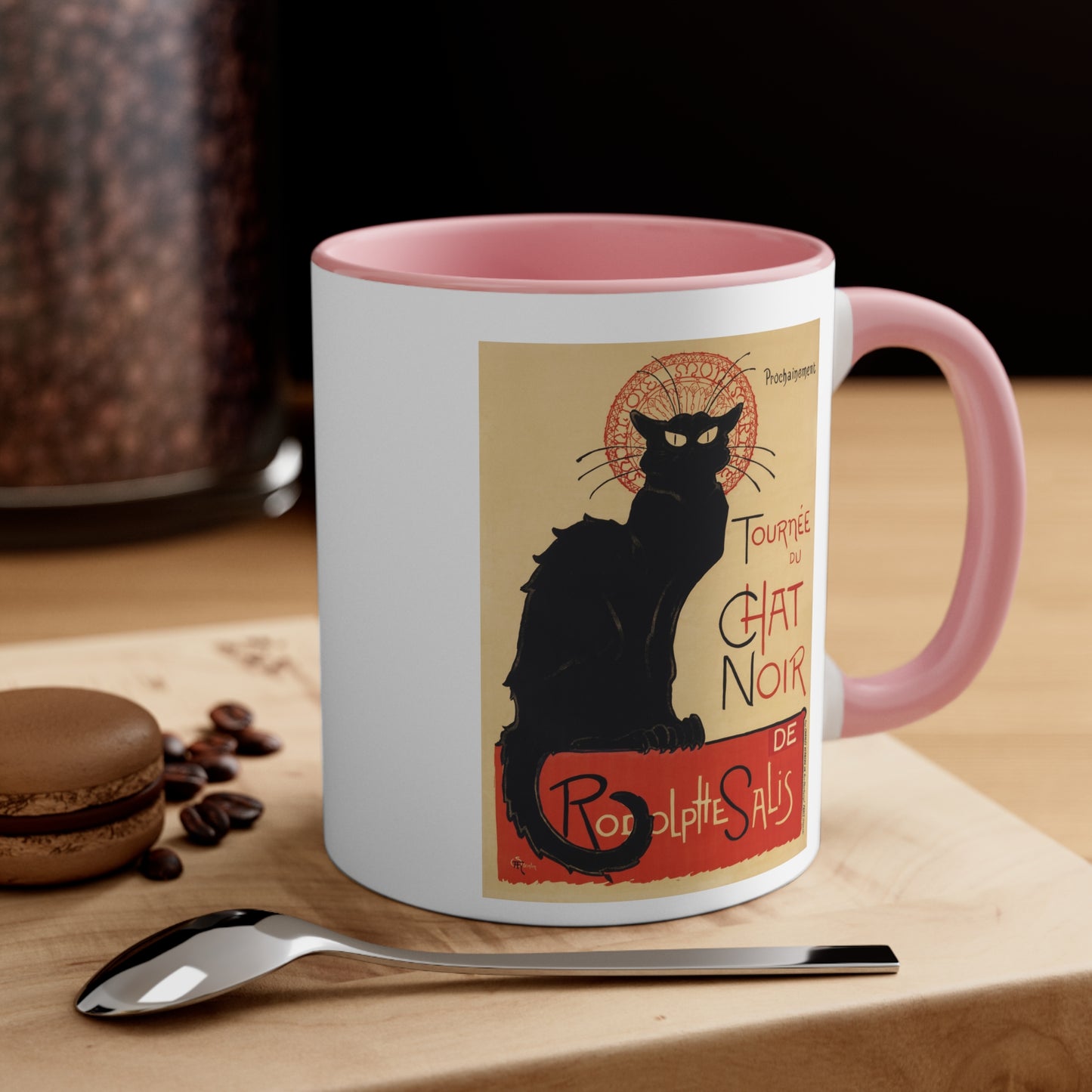 Retro Chat Noir Accent Coffee Mug, 11oz