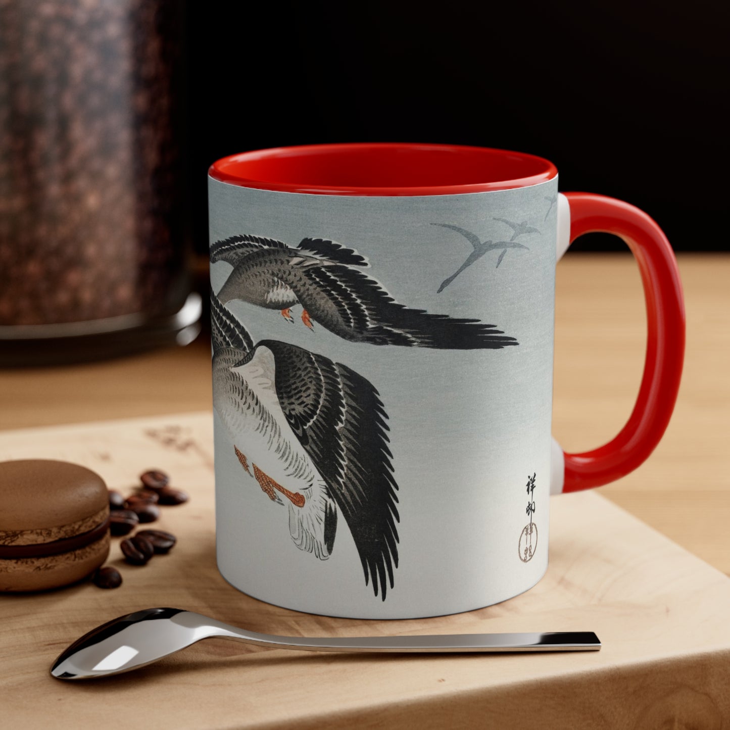 Birds at Full Moon Japanese Print Accent Coffee Mug, 11oz