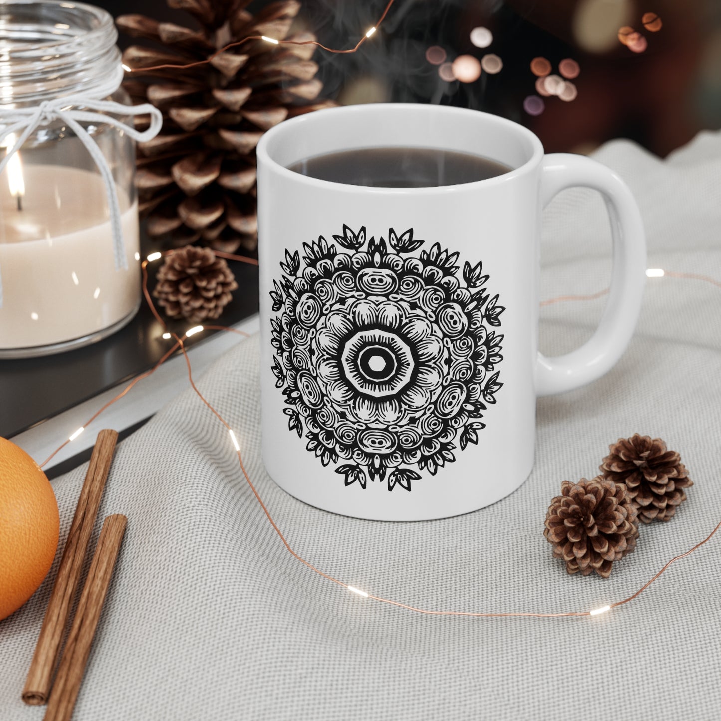 Flower Mandala Ceramic Mug 11oz