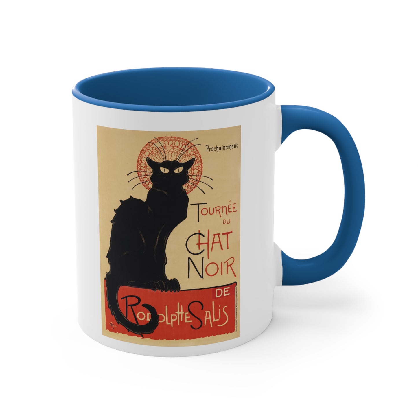 Retro Chat Noir Accent Coffee Mug, 11oz