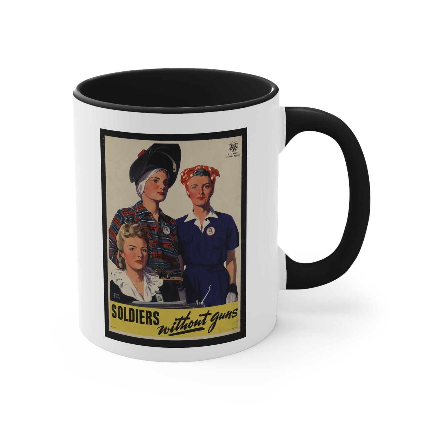 Vintage 'Soldiers Without Guns' Propaganda Accent Coffee Mug, 11oz