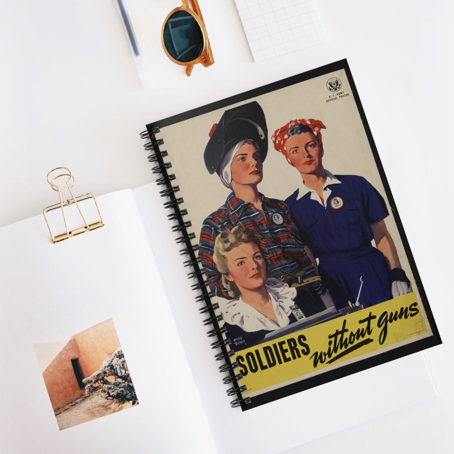 Vintage 'Soldiers Without Guns' Spiral Notebook - Ruled Line