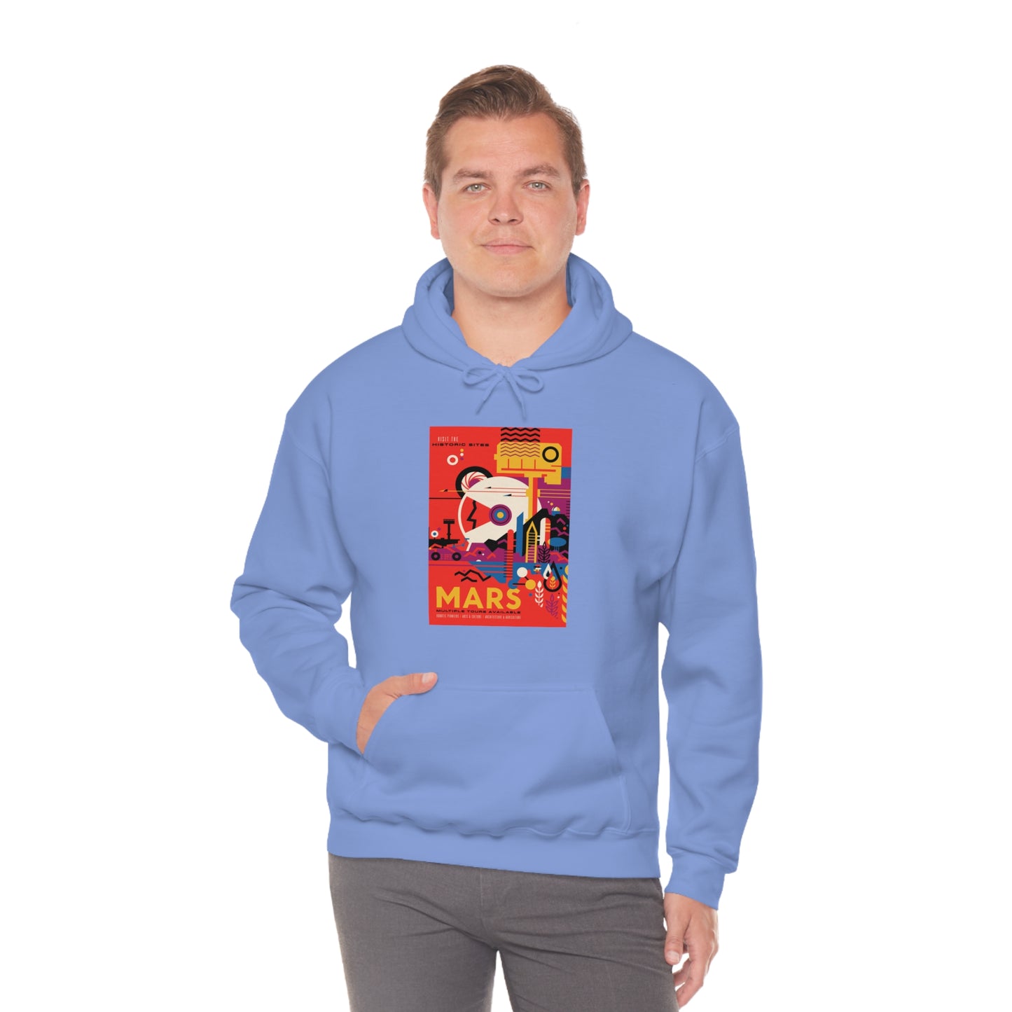 Retrofuturist Space Tourism to Mars Hooded Sweatshirt