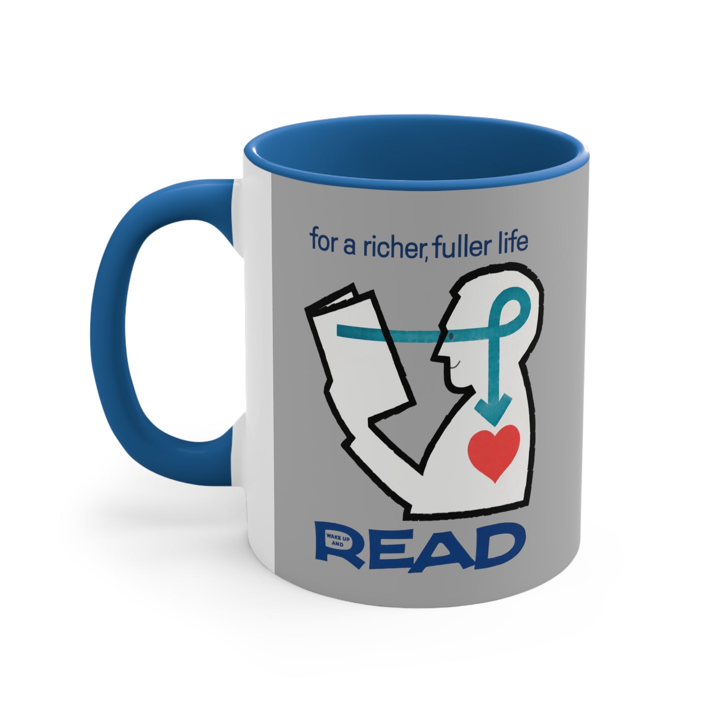 'For a Richer Life, Read' Gray Accent Coffee Mug, 11oz