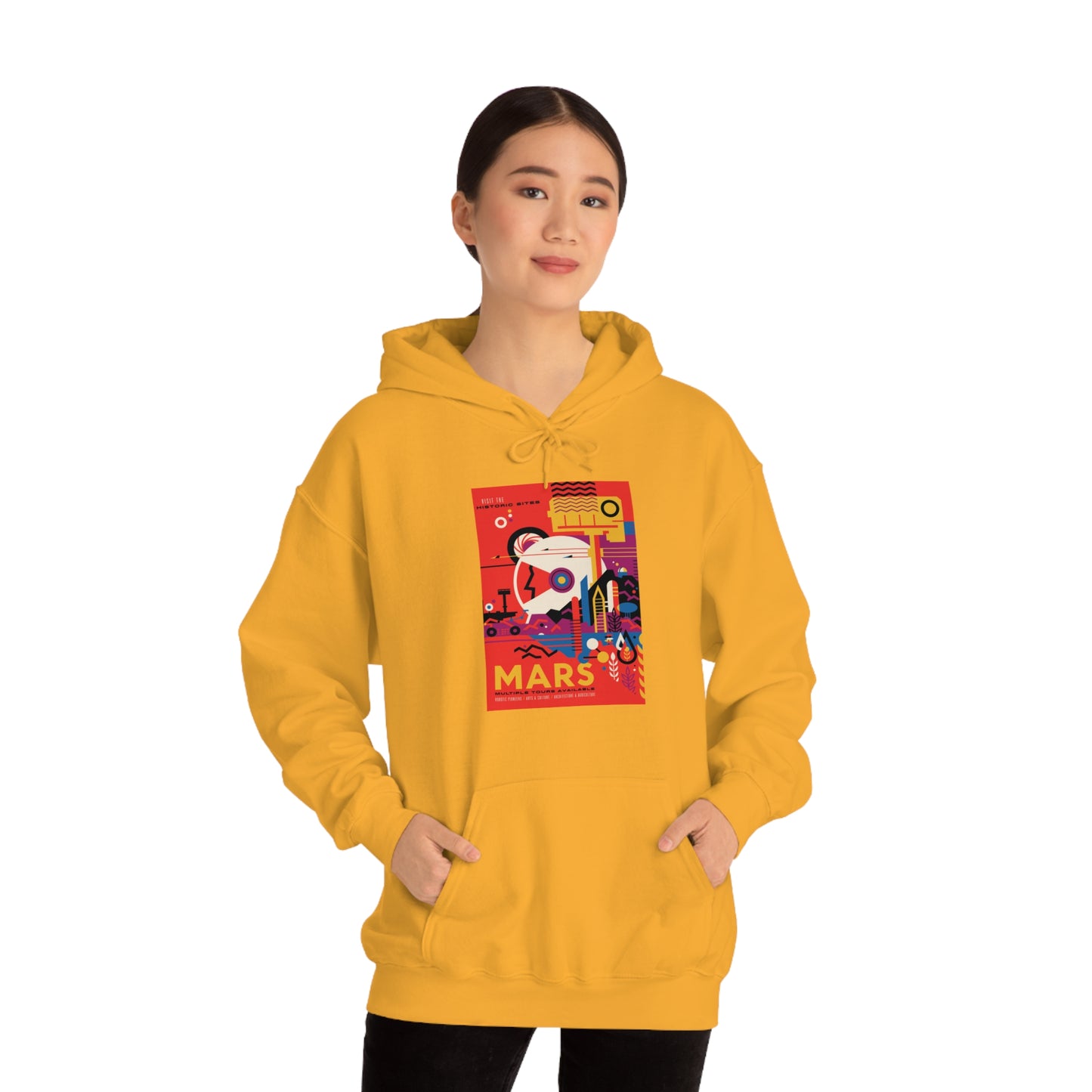 Retrofuturist Space Tourism to Mars Hooded Sweatshirt