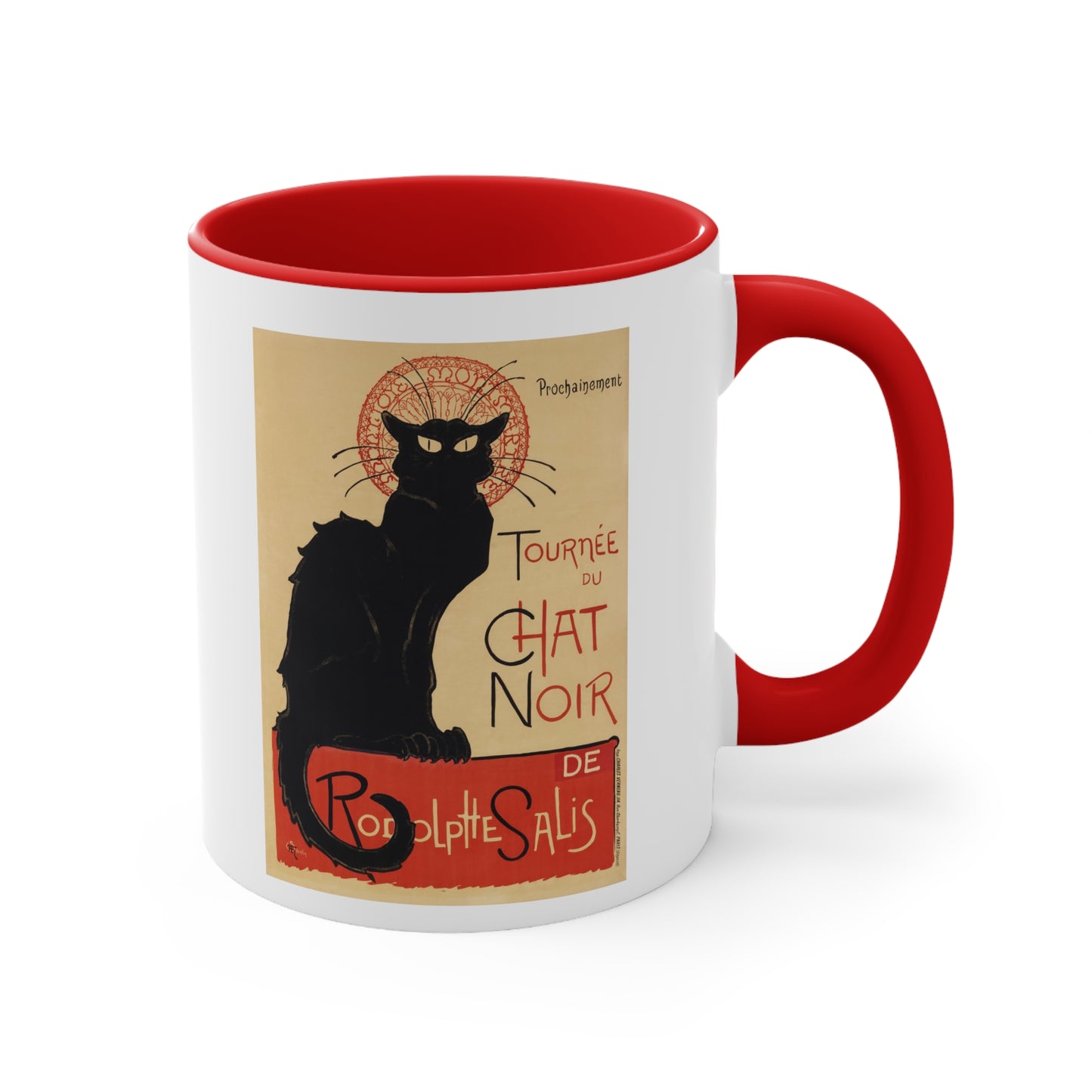 Retro Chat Noir Accent Coffee Mug, 11oz