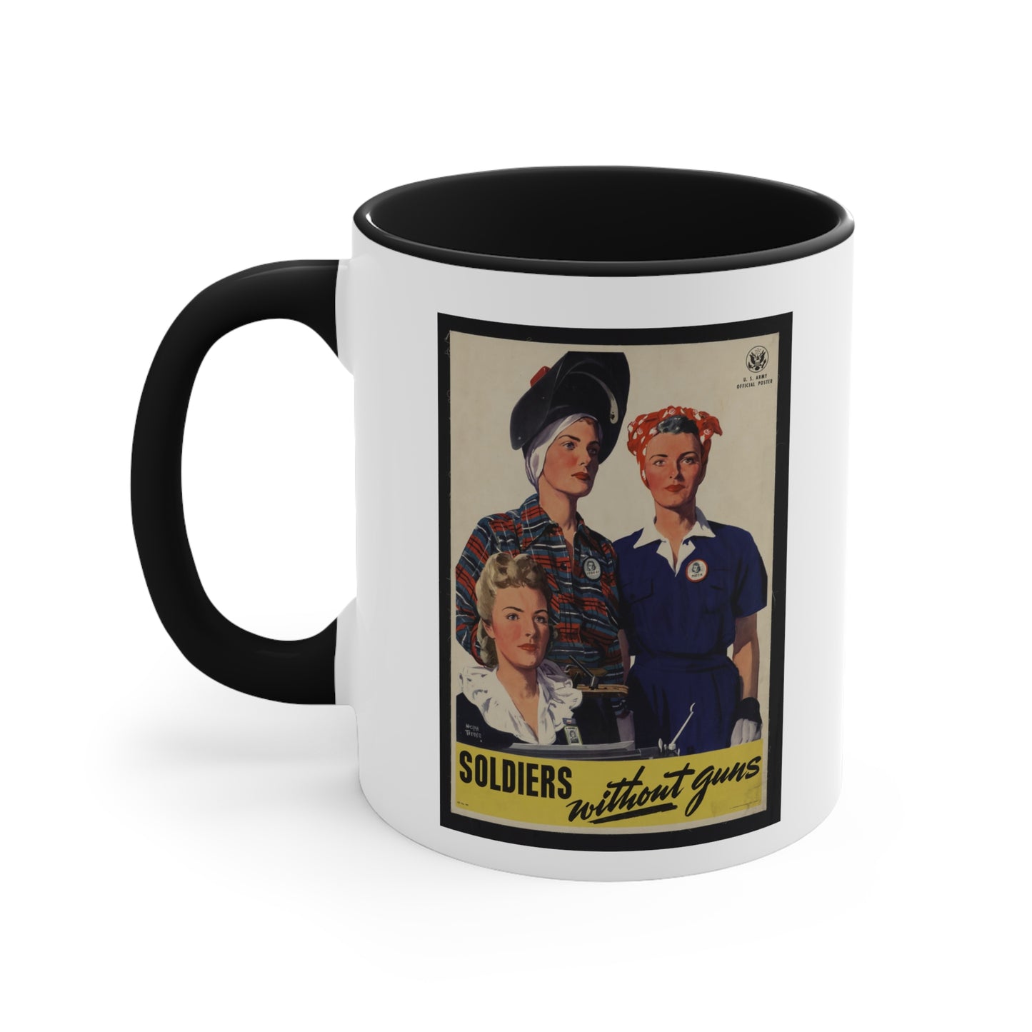 Vintage 'Soldiers Without Guns' Propaganda Accent Coffee Mug, 11oz