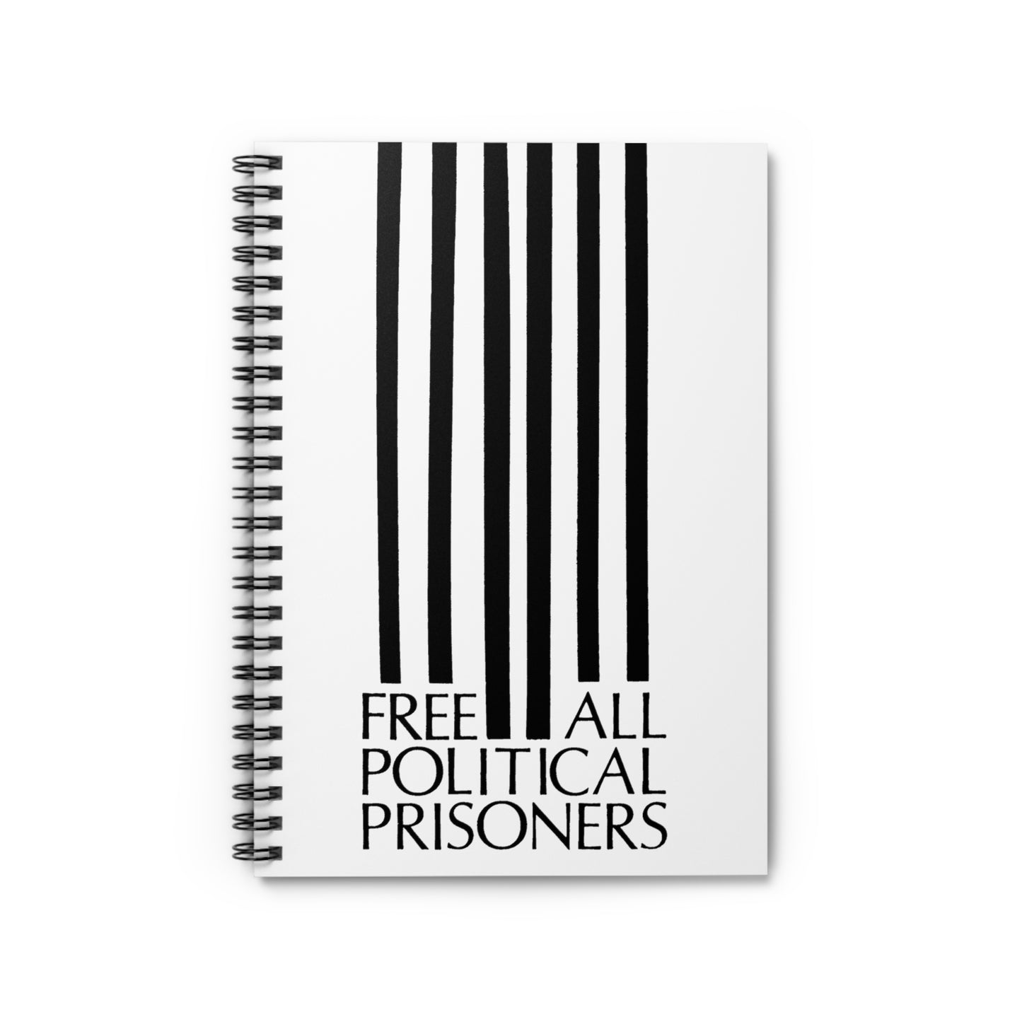 'Free All Political Prisoners' Black on White Notebook