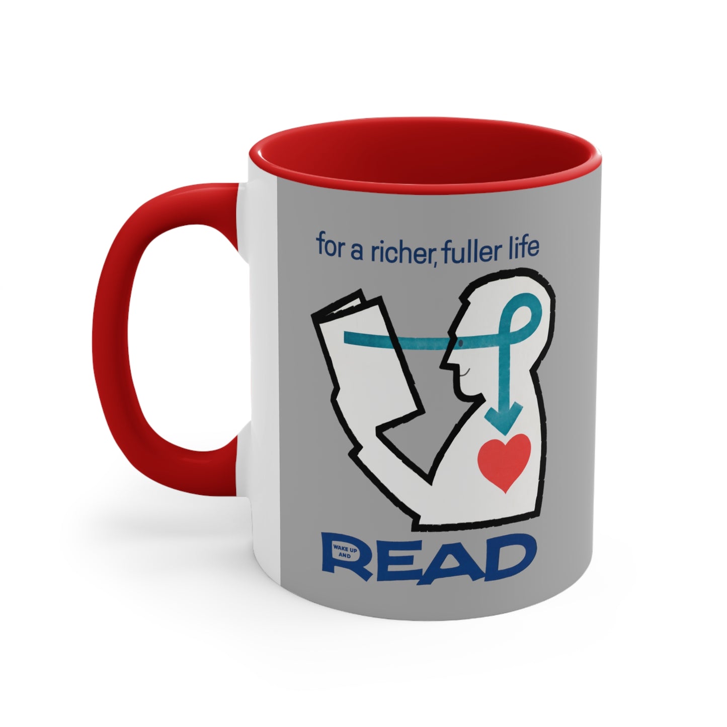 'For a Richer Life, Read' Gray Accent Coffee Mug, 11oz