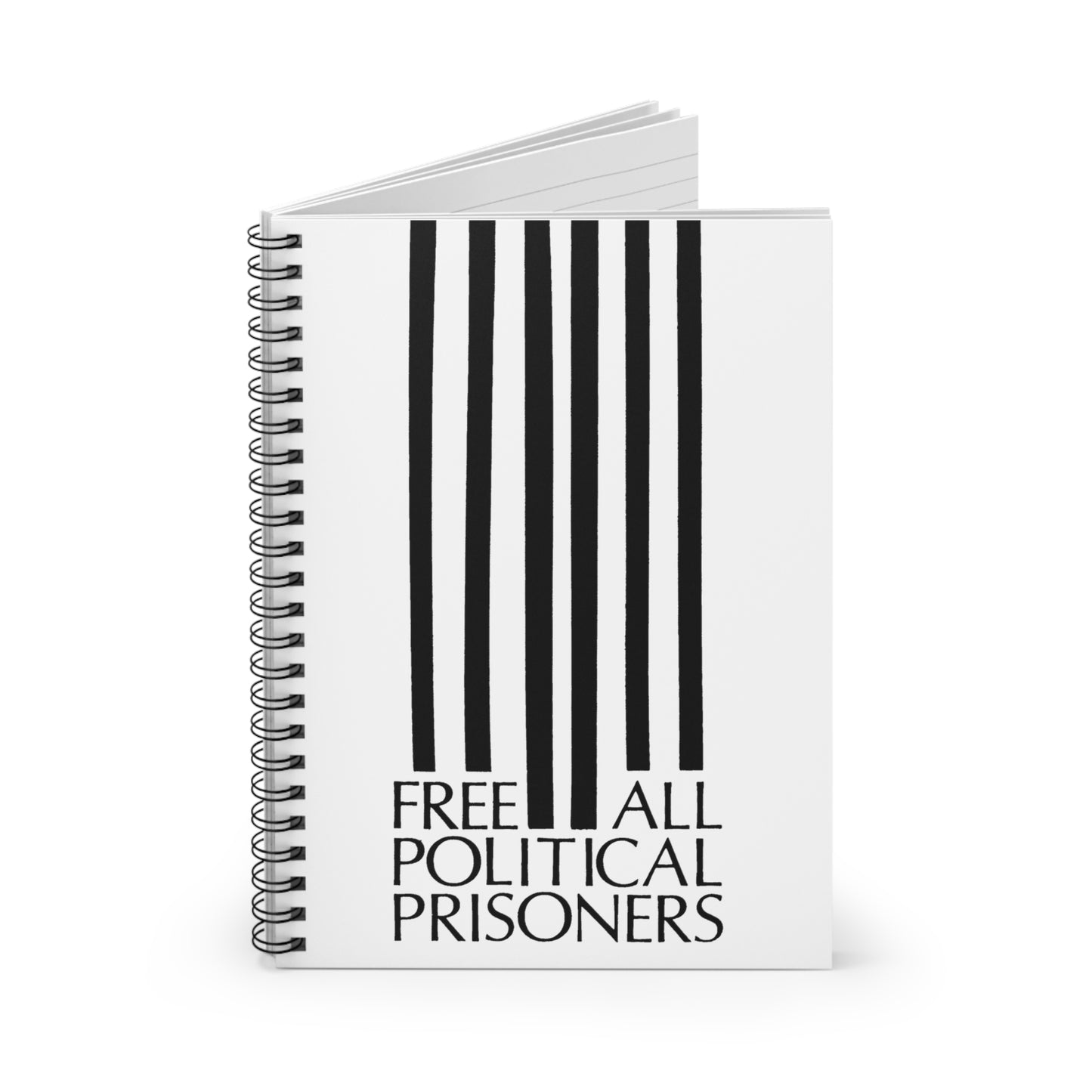 'Free All Political Prisoners' Black on White Notebook