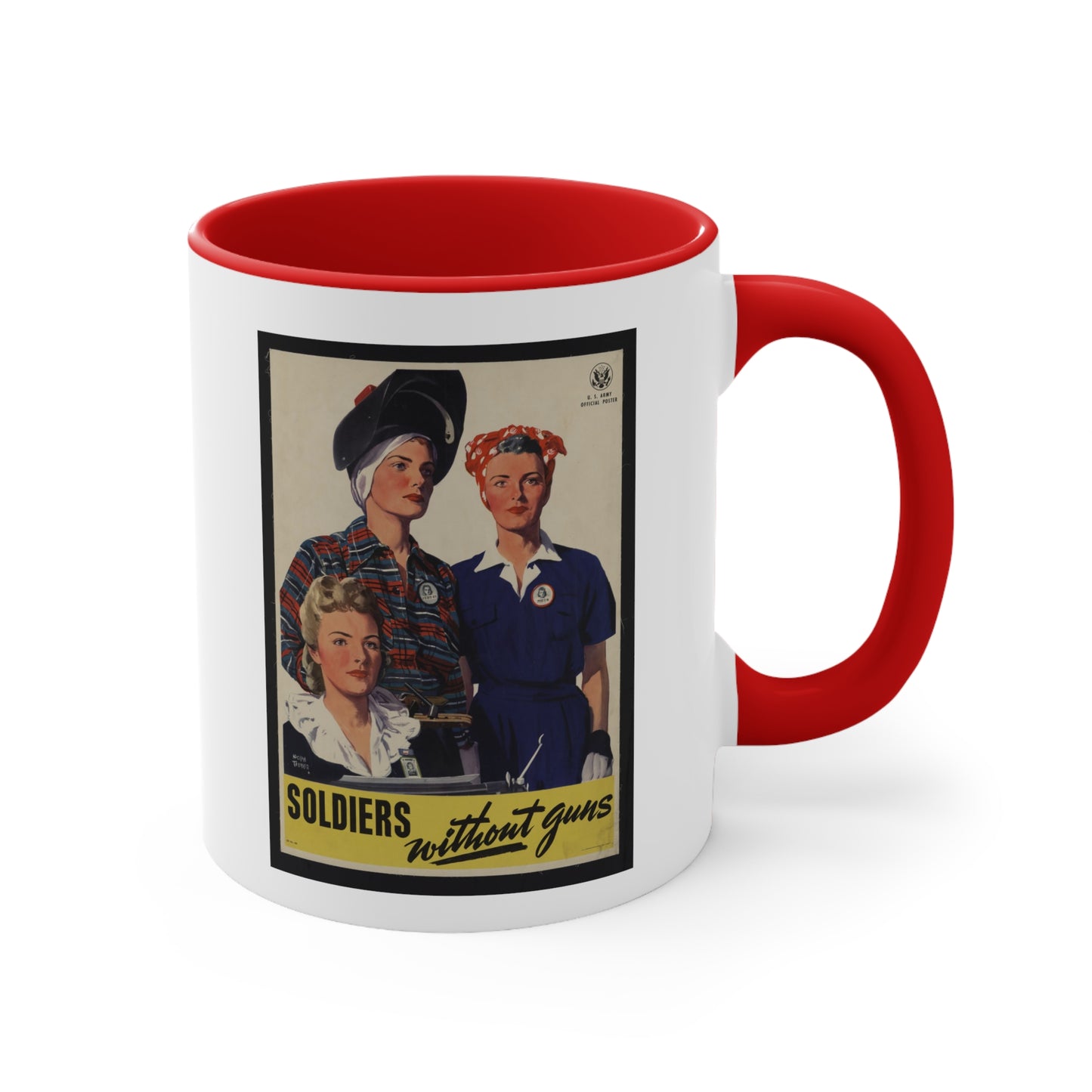 Vintage 'Soldiers Without Guns' Propaganda Accent Coffee Mug, 11oz