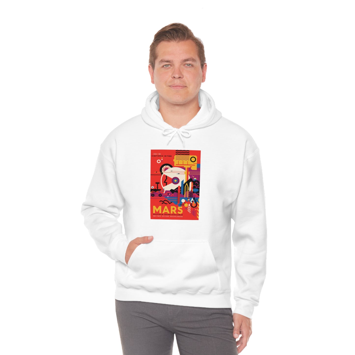 Retrofuturist Space Tourism to Mars Hooded Sweatshirt