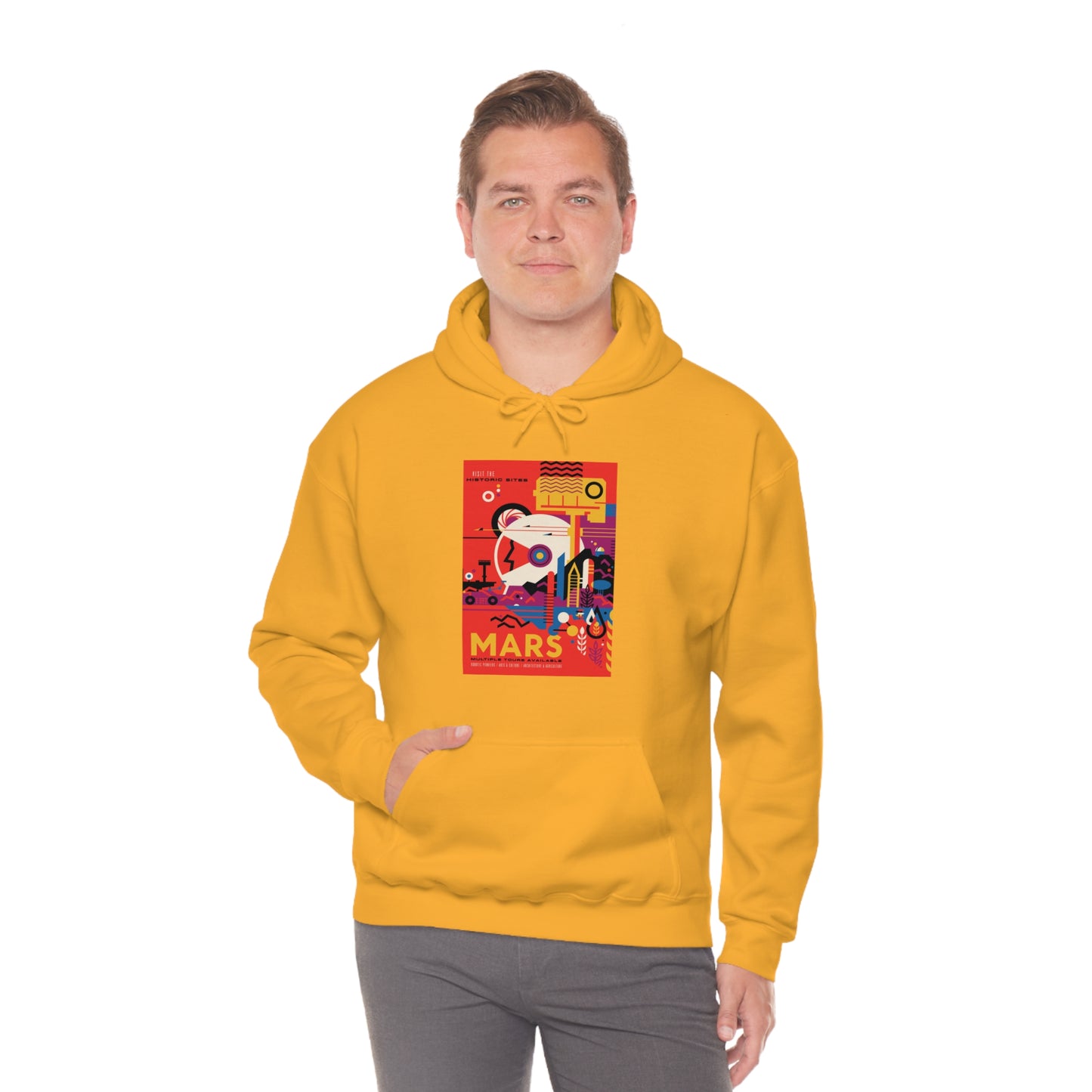 Retrofuturist Space Tourism to Mars Hooded Sweatshirt