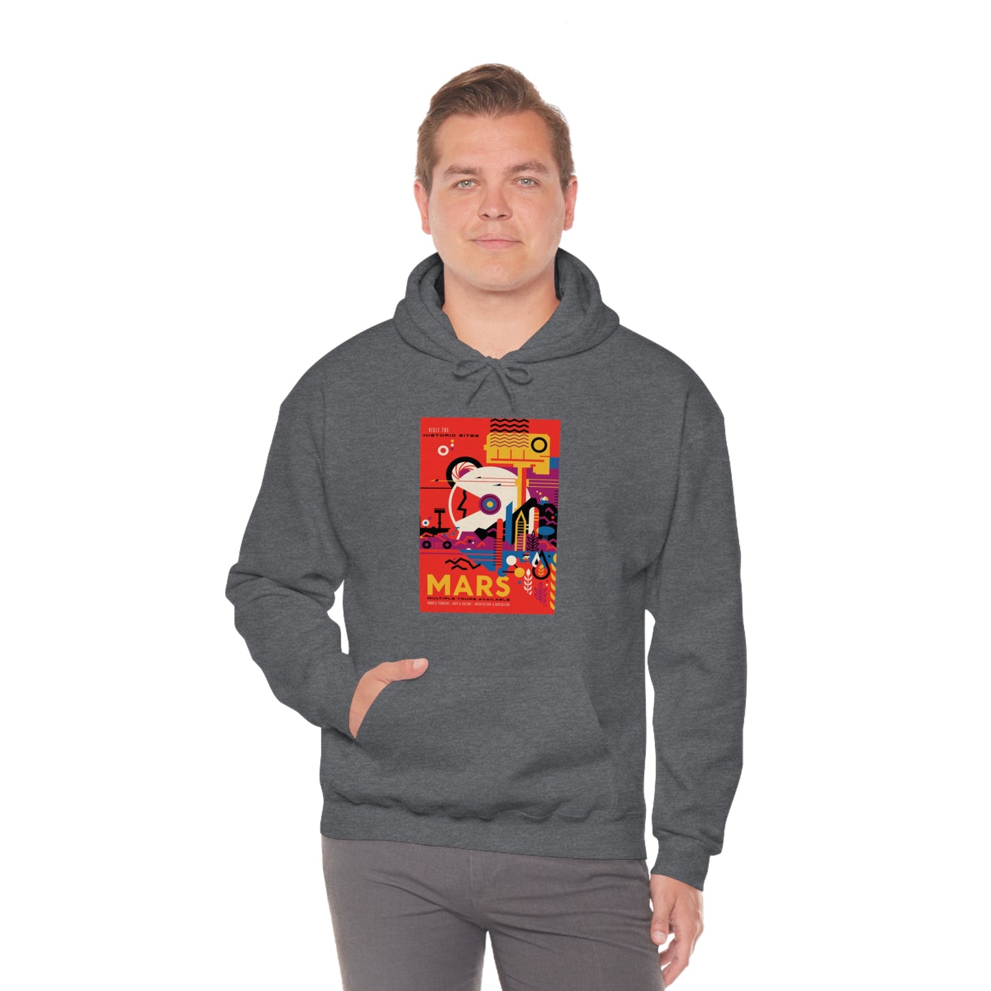 Retrofuturist Space Tourism to Mars Hooded Sweatshirt