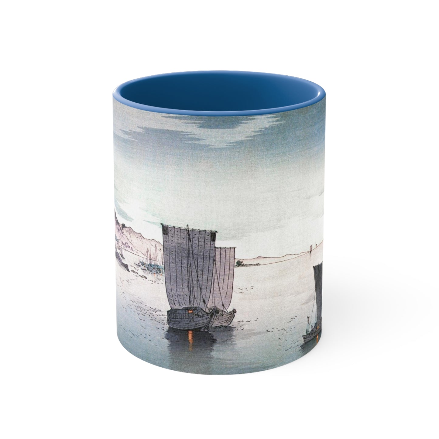 Boats in Harbor Japanese Print Accent Coffee Mug, 11oz